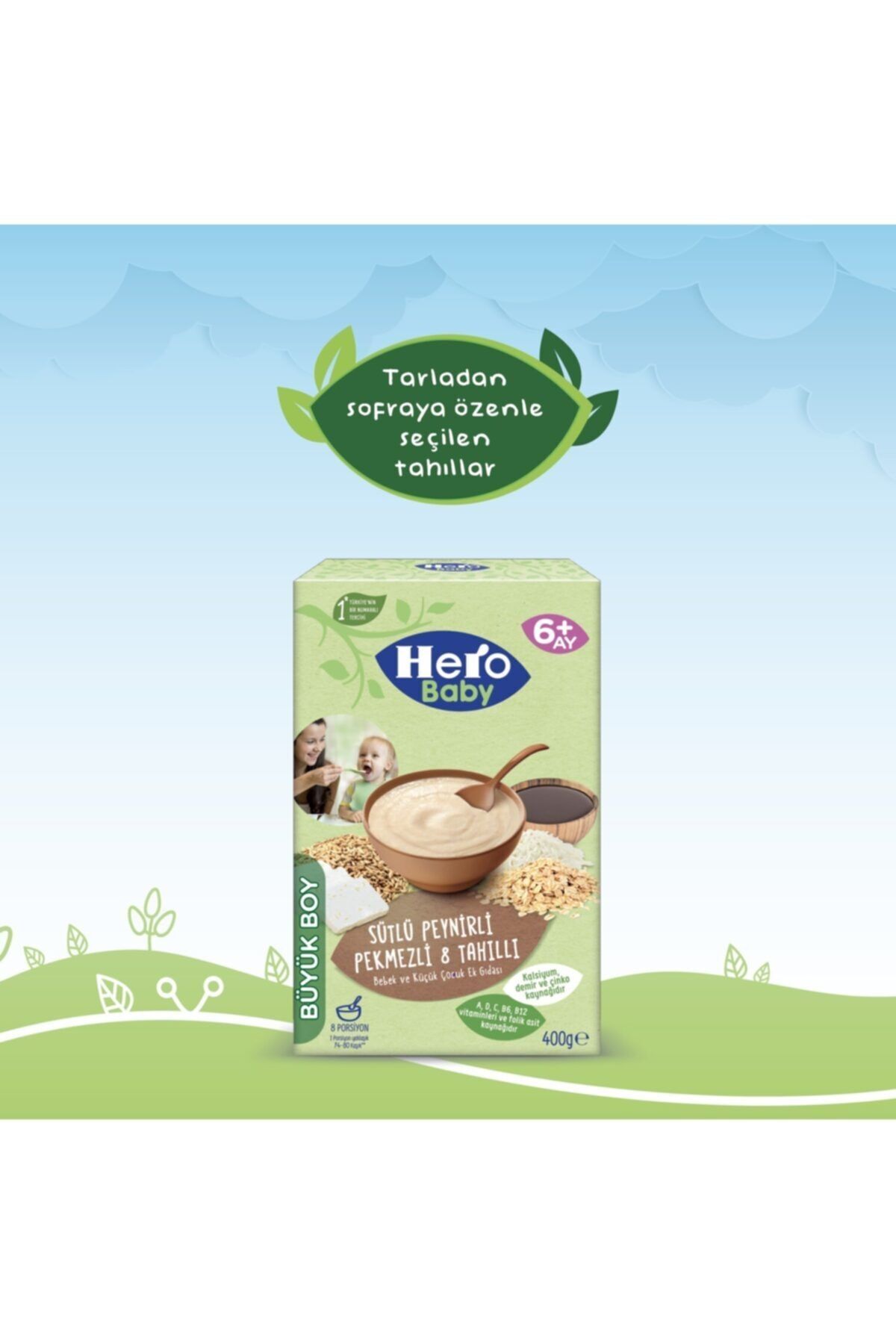Hero Baby Sütlü Peynirli Pekmezli 8 Tahıllı Kaşık Maması 400 gr X 5 Adet fotoğrafı 6 (önizleme)