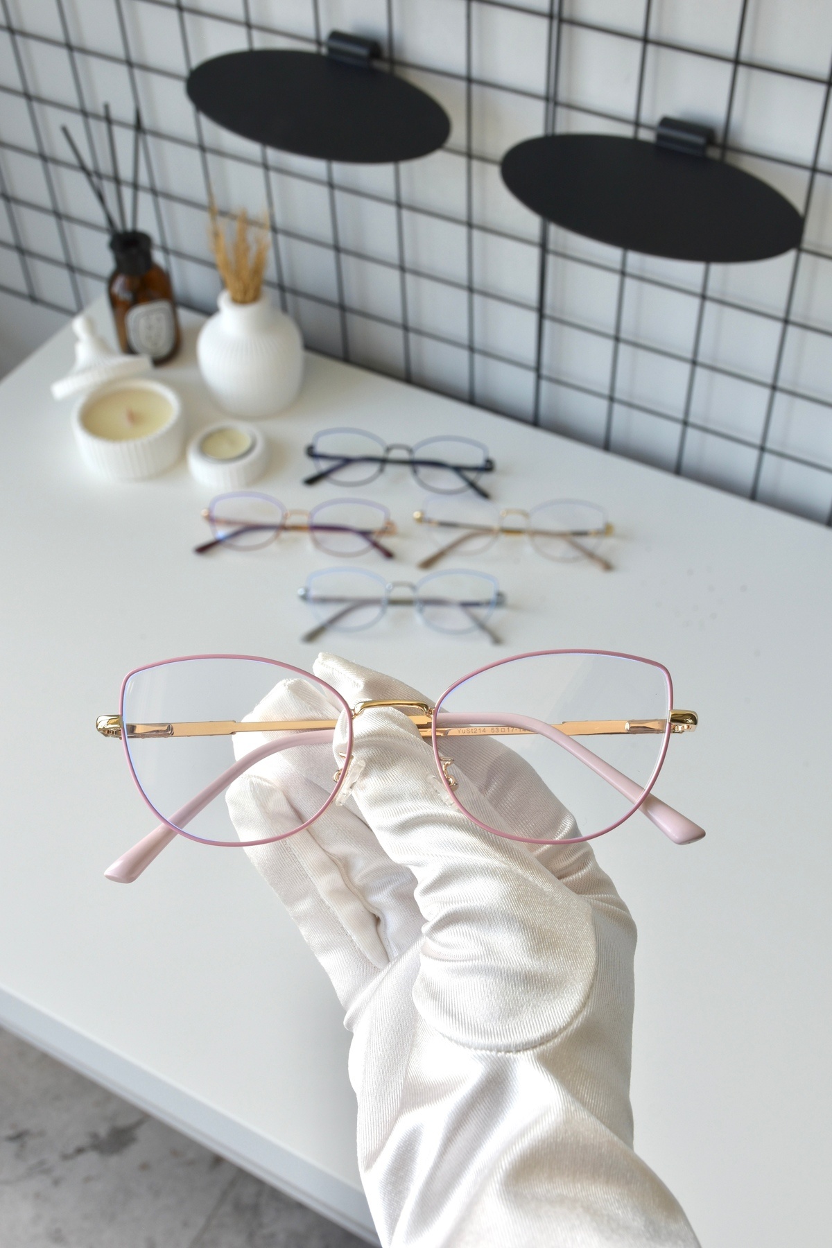 LOOKUP NEW Pembe Gold Metal Cat Eye Unisex Kadın Erkek Şeffaf Mavi Işık Korumalı Filtreli Blue Block Gözlük