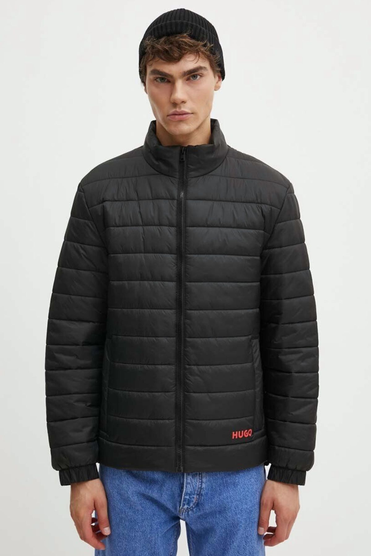 هوگو کاپشن مردانه آستین بلند مشکی طرح لوگو با اندازه معمولی، کد ۵۰۵۱۷۷۵۳-۰۰۱