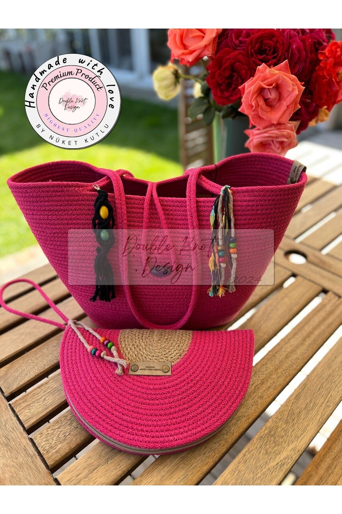 Bella 2-Piece Set Beach Bag , Handbag Clutch, Totebag, Women, Summer, Gift