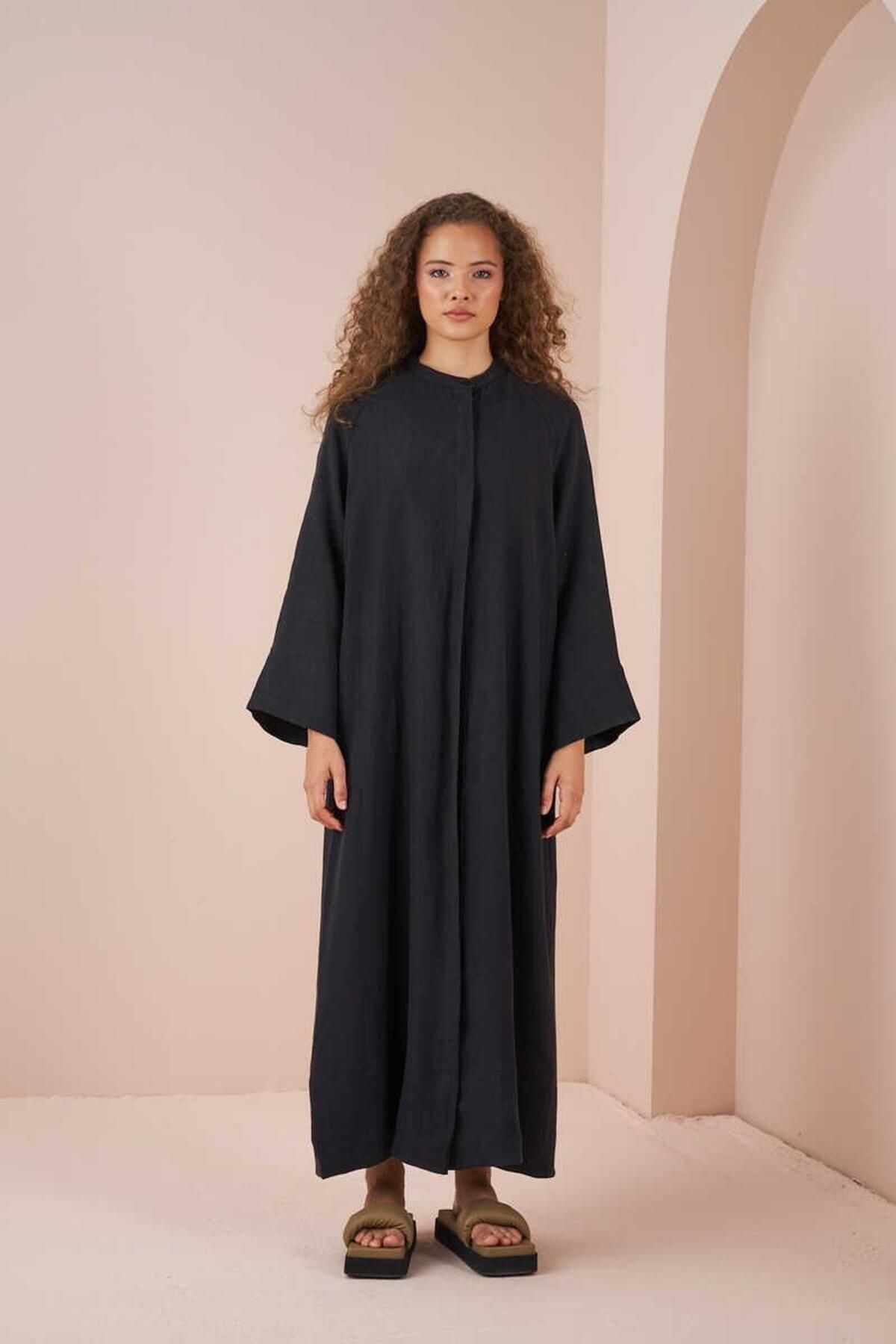 Mevra Ferace Müslin Elbise Siyah