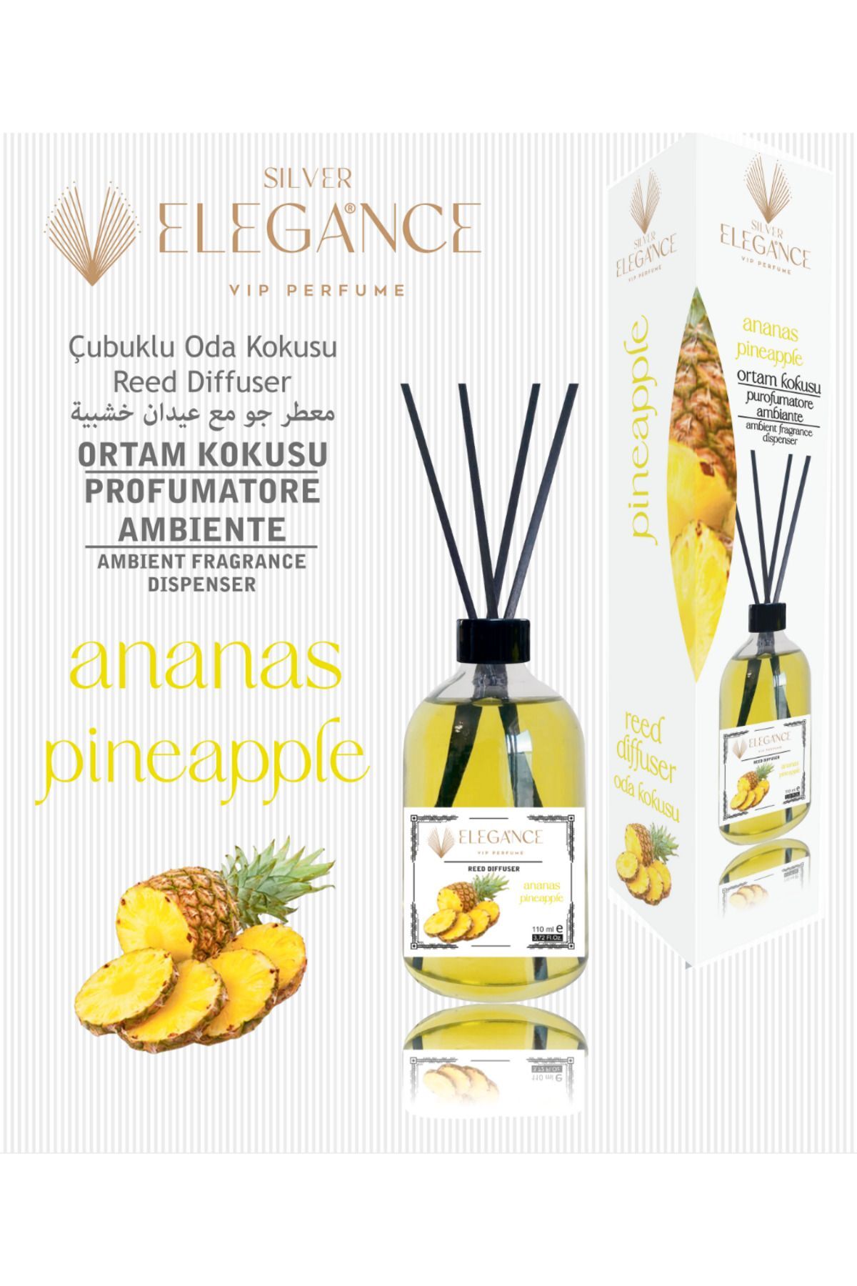 Ananas Reed Diffuser Bambu Çubuklu Oda Kokusu (110 ML)