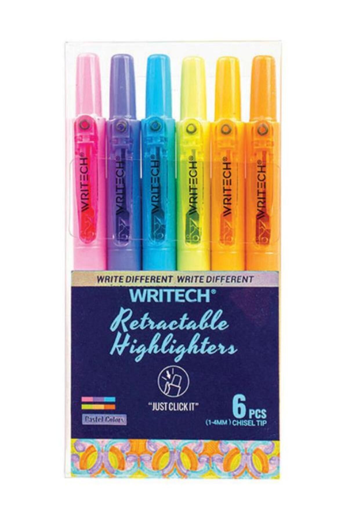 Writech-6 Colors Highlighter Set - New Generation Push and retractable.W-805S 2
