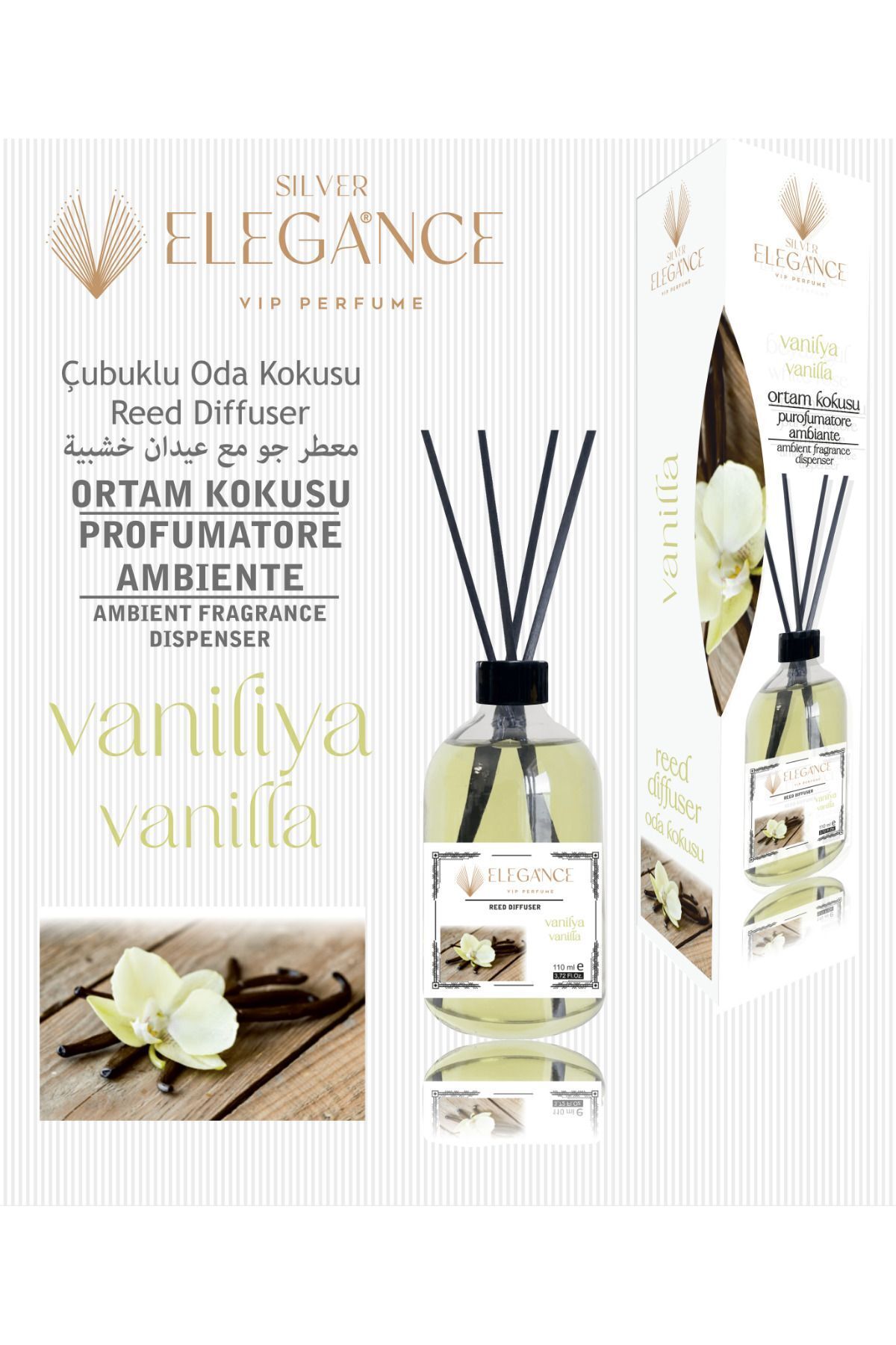 Vanilya Reed Diffuser Bambu Çubuklu Oda Kokusu (110 ML)
