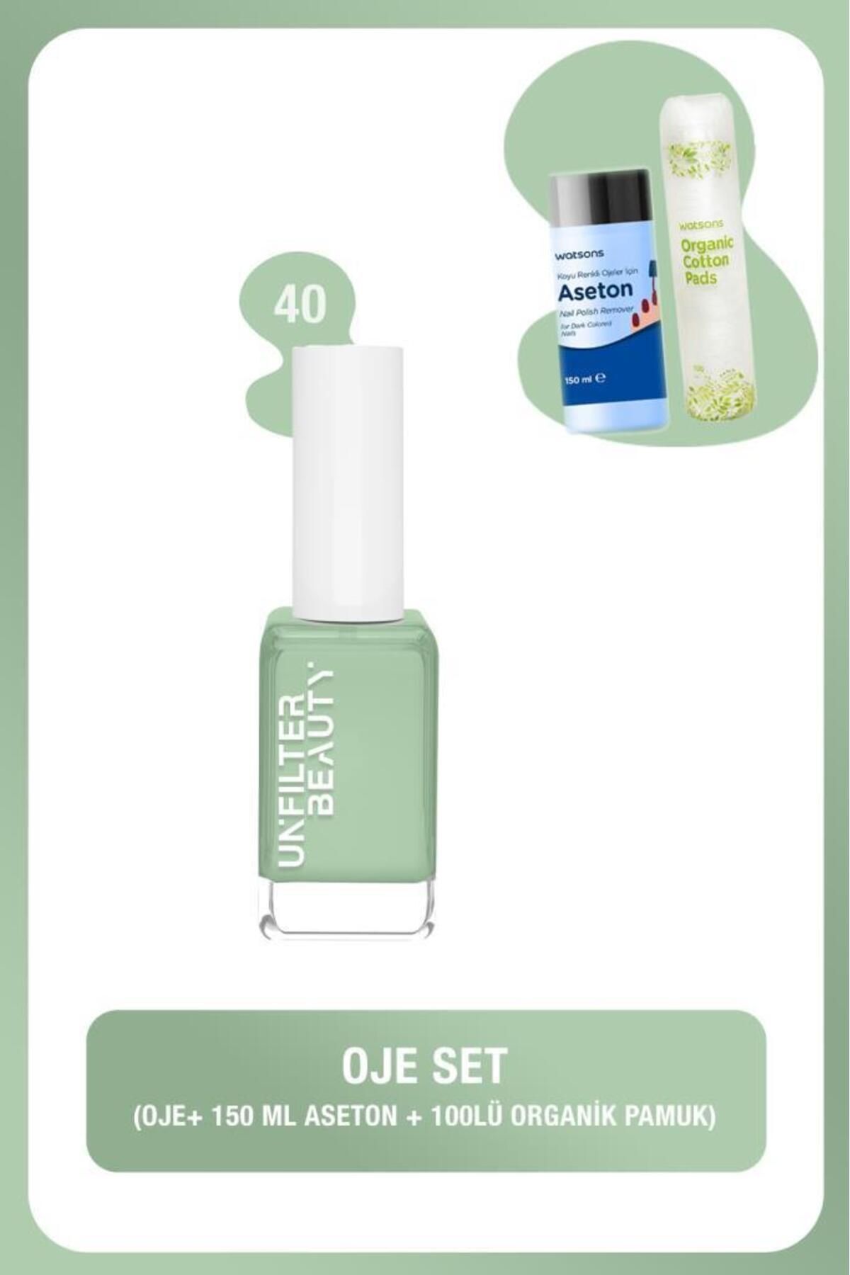 لاک ناخن سفید شماره 40 150 میل استون 100 تایی Unfilter Beauty