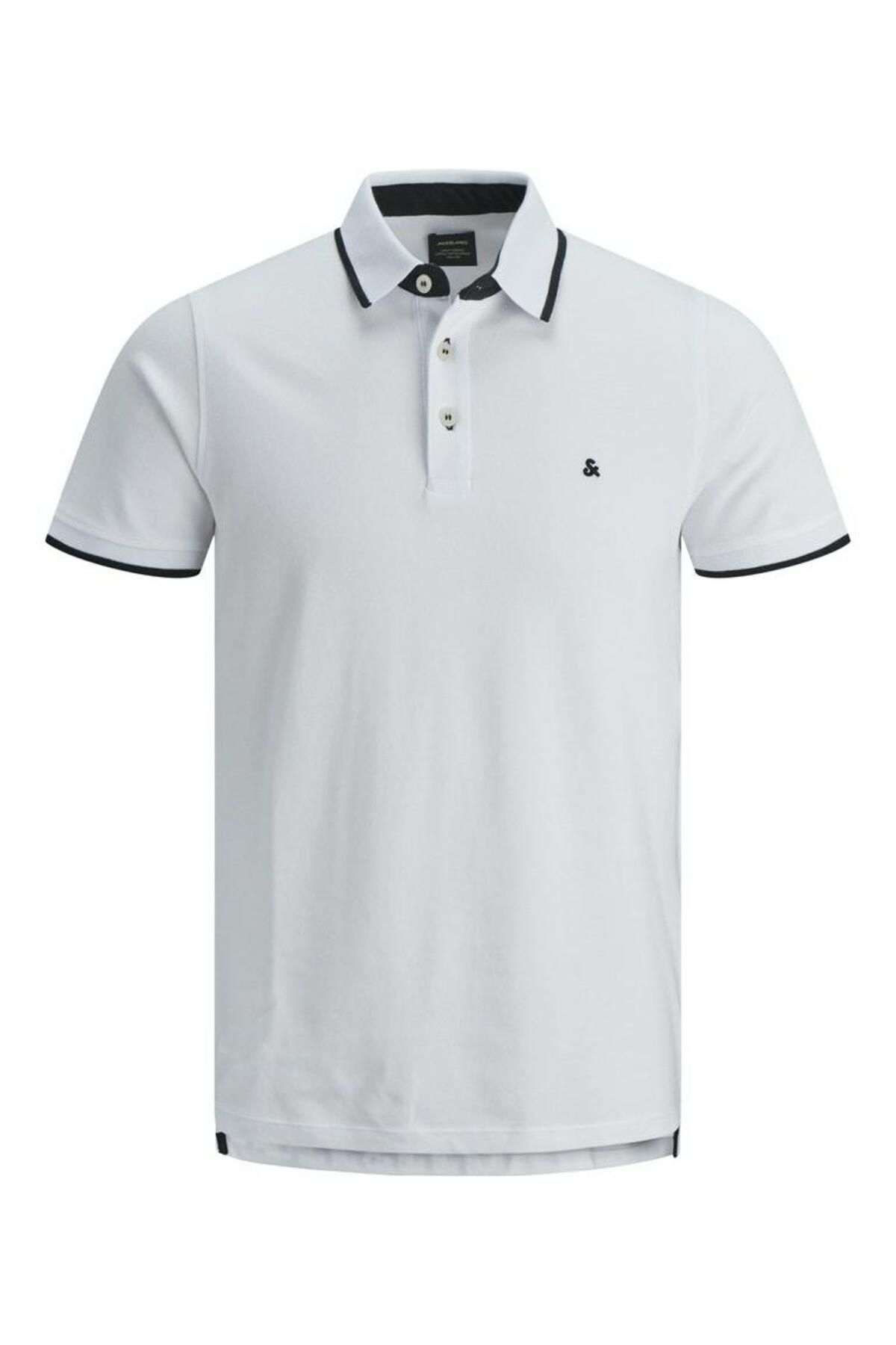تی شرت یقه پولو سفید مردانه جک جونز پائولوس YAKA T Jack Jones Jack & Jones