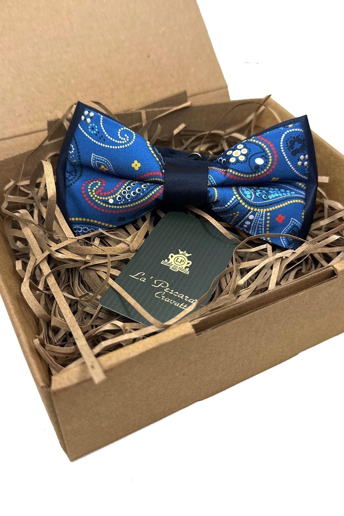  شال آبی طرح پاپیون P1712