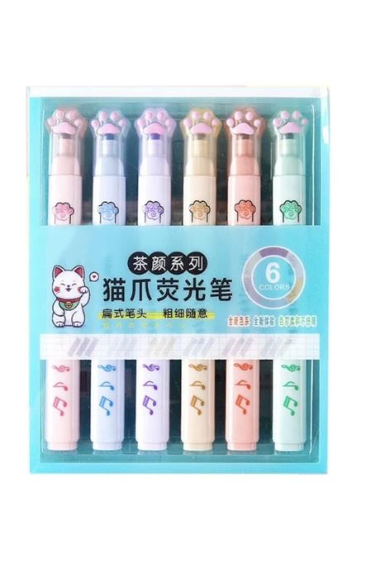Need-Cat Paw Patterned Highlighter Set of 6 1