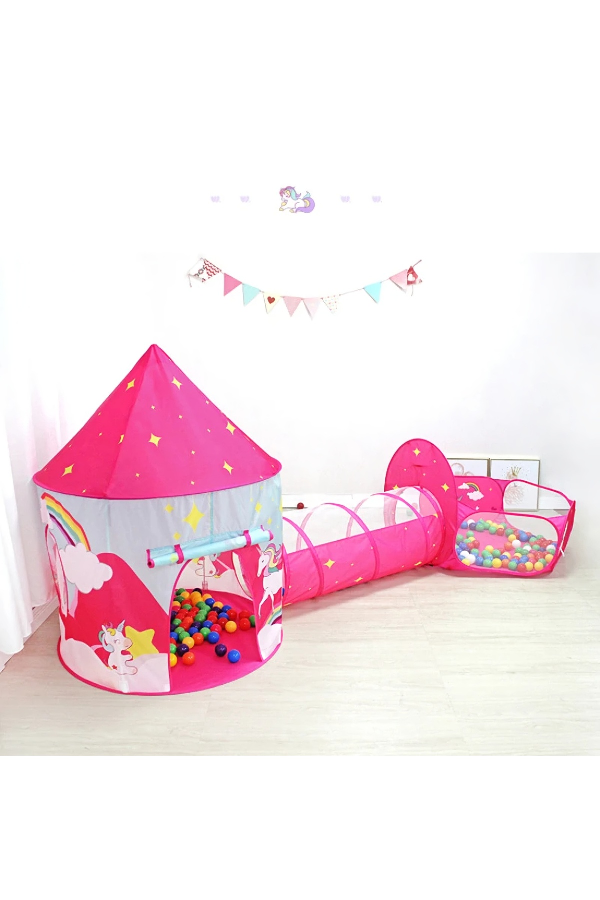MJ TOYS Unicorn Çocuk Oyun Çadırı, 3'ü Bir Arada, Top Havuzu, Oyun Çadırı, Oyun Tüneli - Top Havuzlu Çadır fotoğrafı 6 (önizleme)