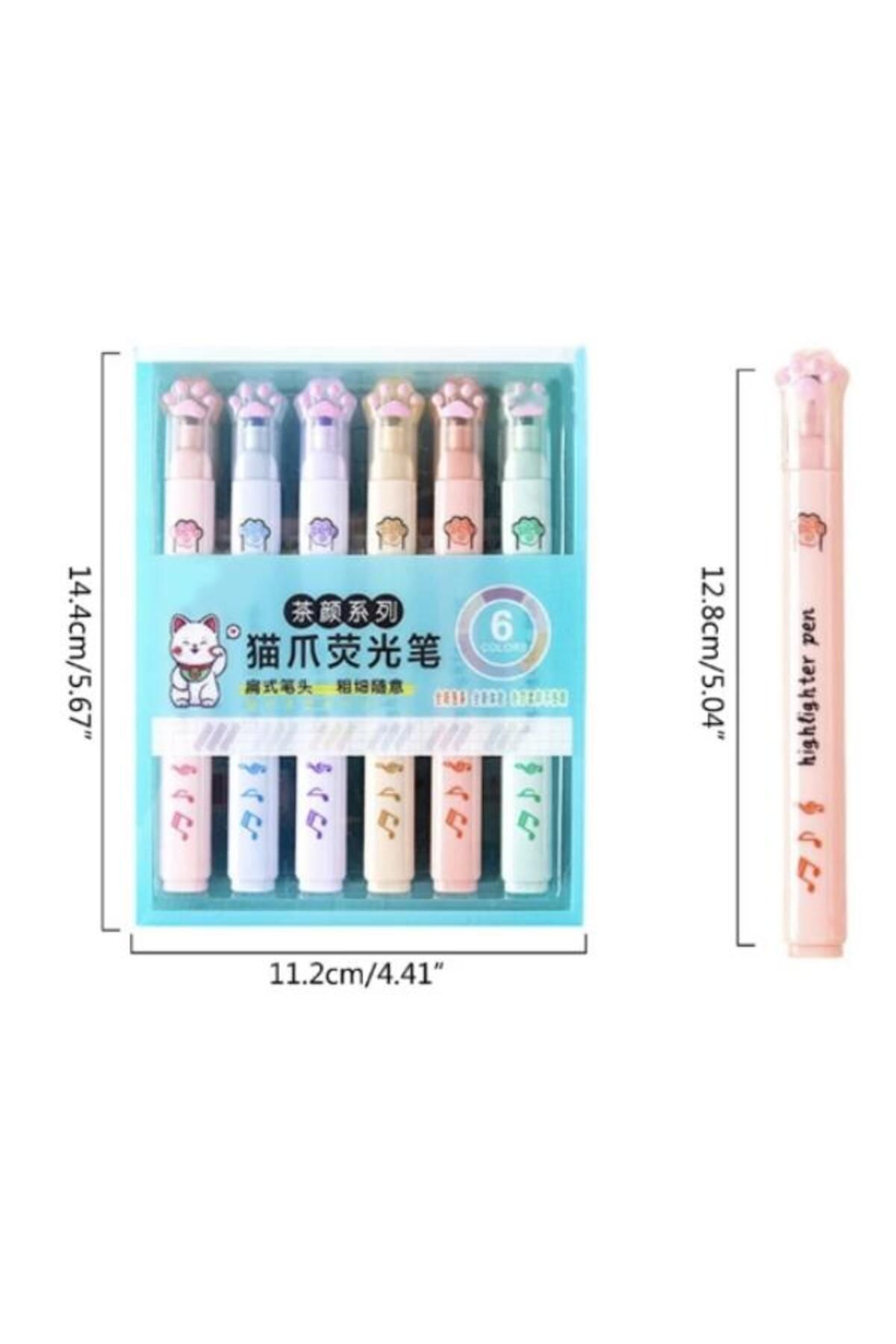 Need-Cat Paw Patterned Highlighter Set of 6 2