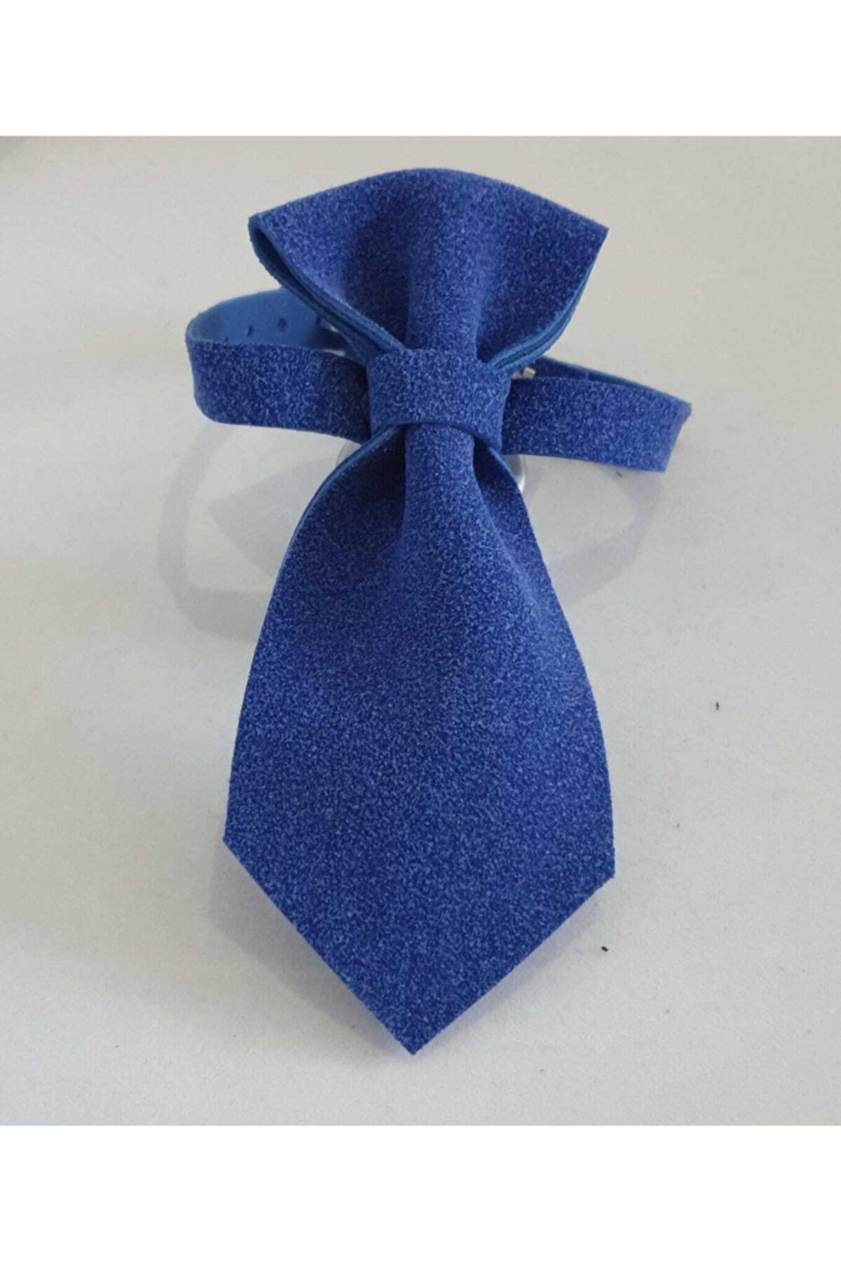 Mavi Özel Deriden Kravat Model 1 Cm Metal Tokalı Kedi Tasması