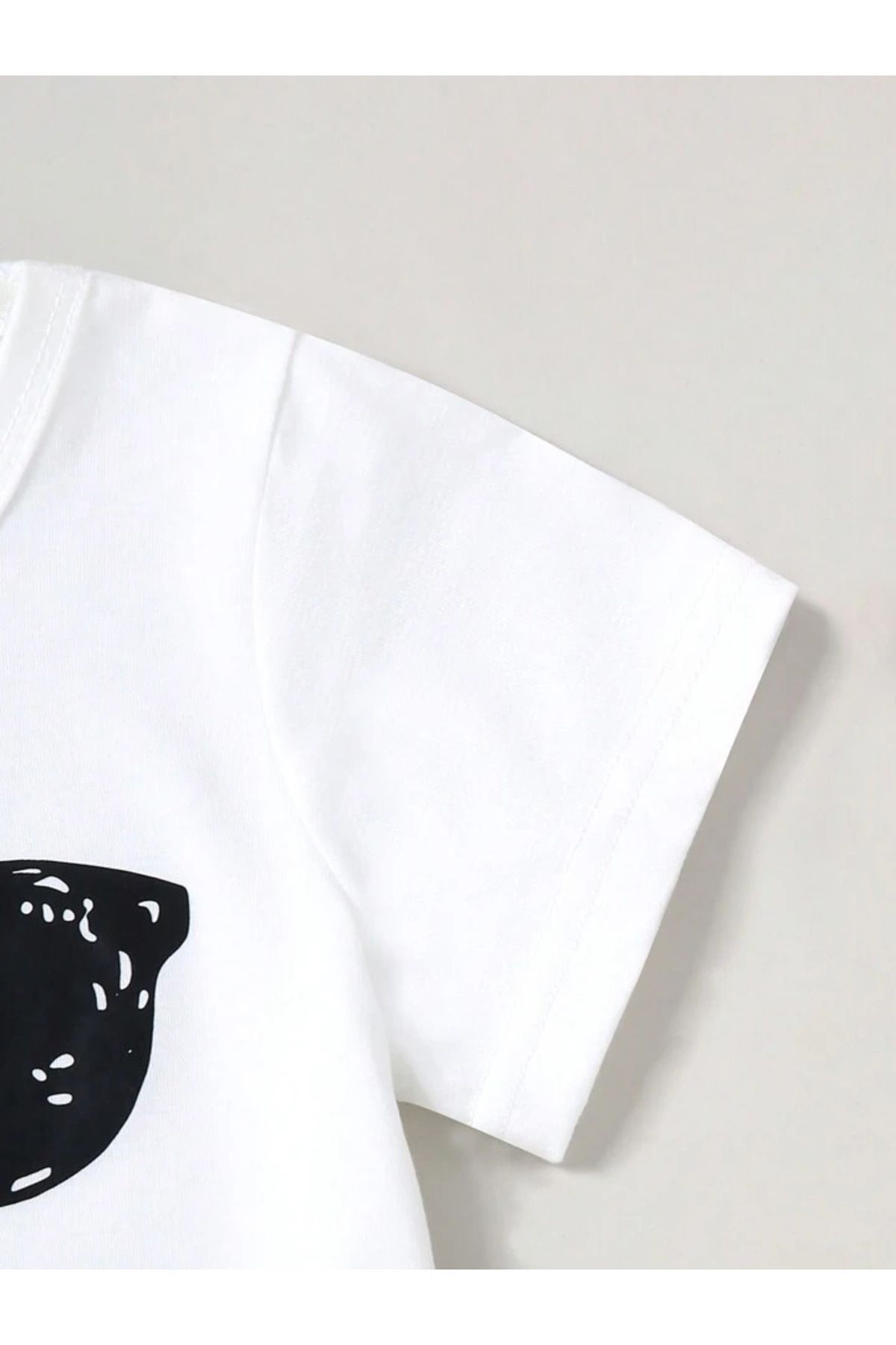 THEKONT-Smıle Printed Tshirt and Shorts Top and Bottom Set 4