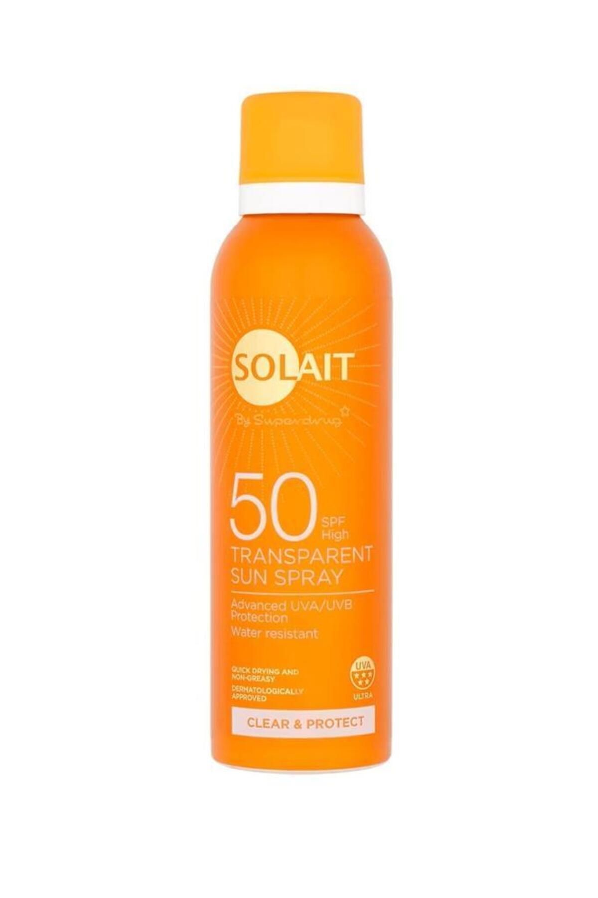 محصولات پس از آفتاب ضدآفتاب شفاف اسپری SPF 50 حجم 150 میل Solait