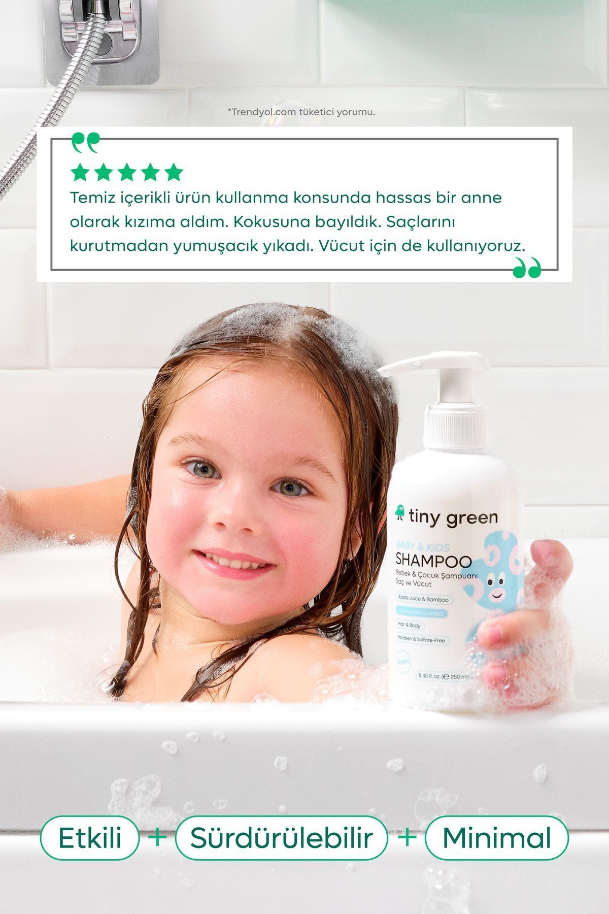 tiny green Bebek & Çocuk Saç ve Vücut Şampuanı Papatya Kokulu 500 ml fotoğrafı 4 (önizleme)