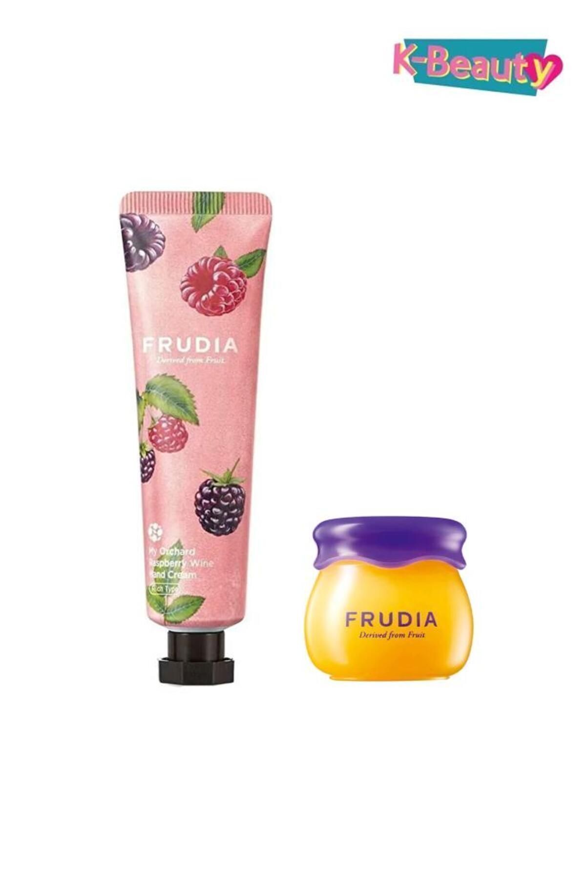 کرم دست شراب تمشک و بالم لب مرطوب کننده قوی با عصاره بلوبری Frudia
