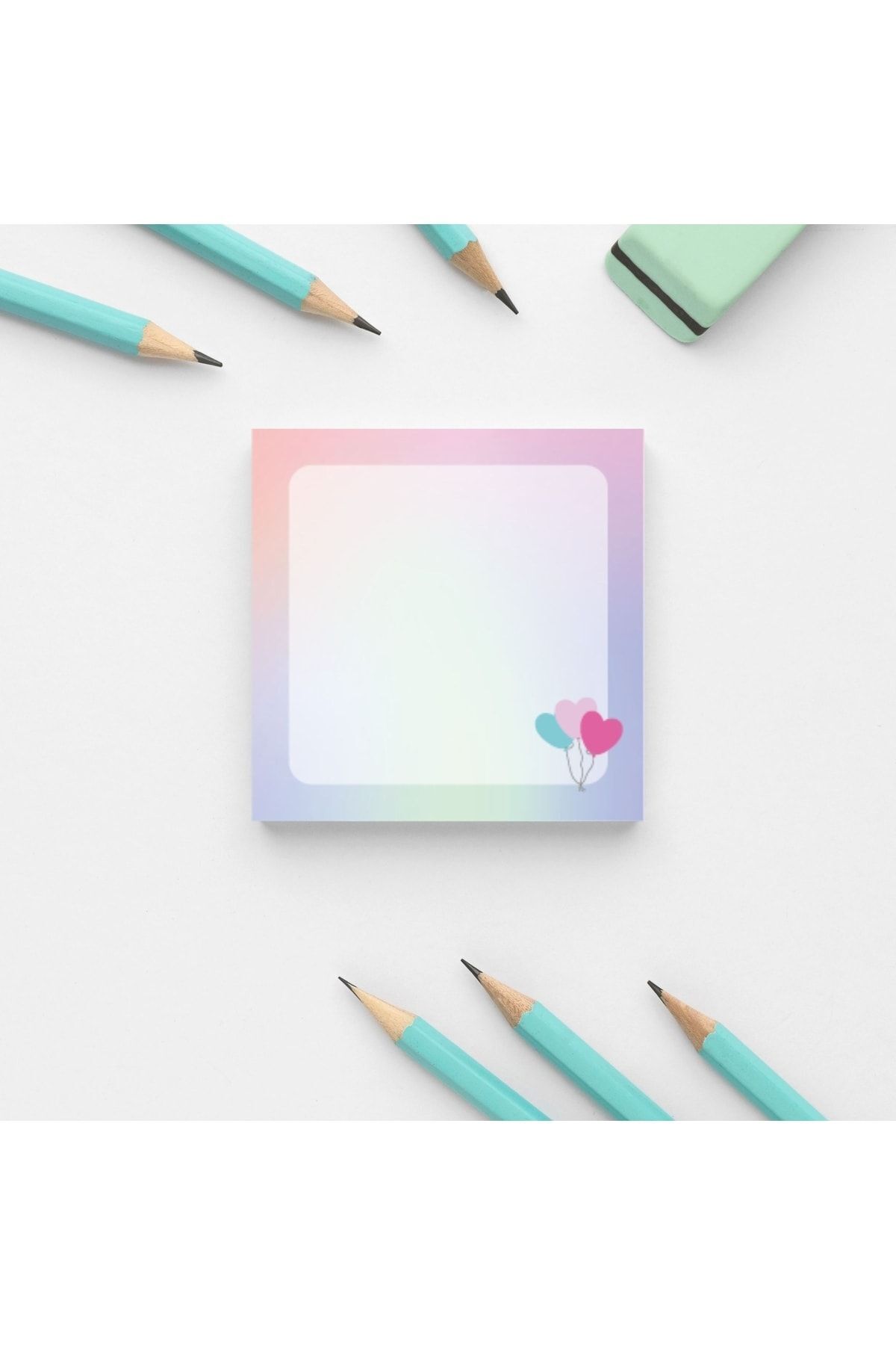 Pine Note-Hologram Heart Balloon Patterned Memopad Memo Pad Notebook Notepad Planner 6