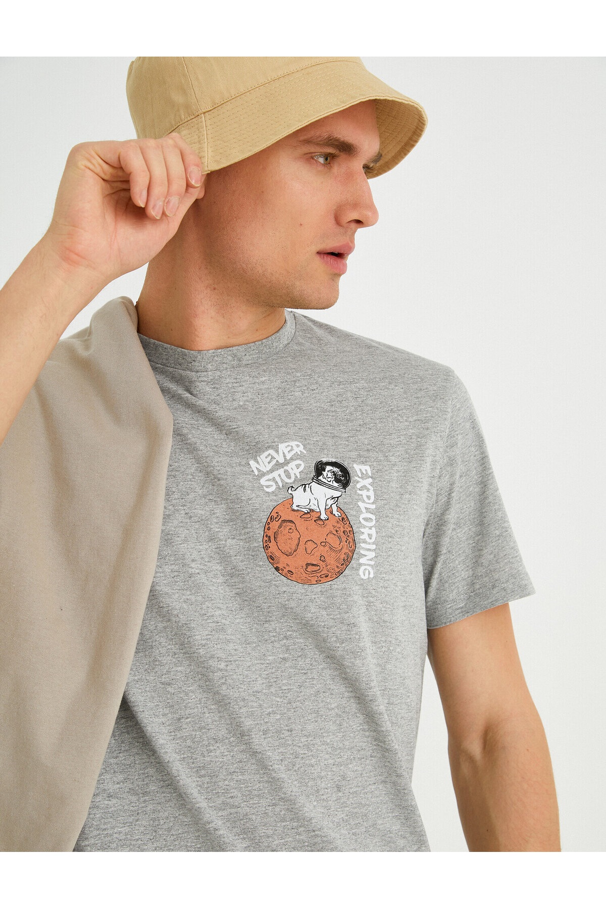 تیشرت مردانه خاکستری کوتون | 2SAM10329HK اورجینال - تصویر 2