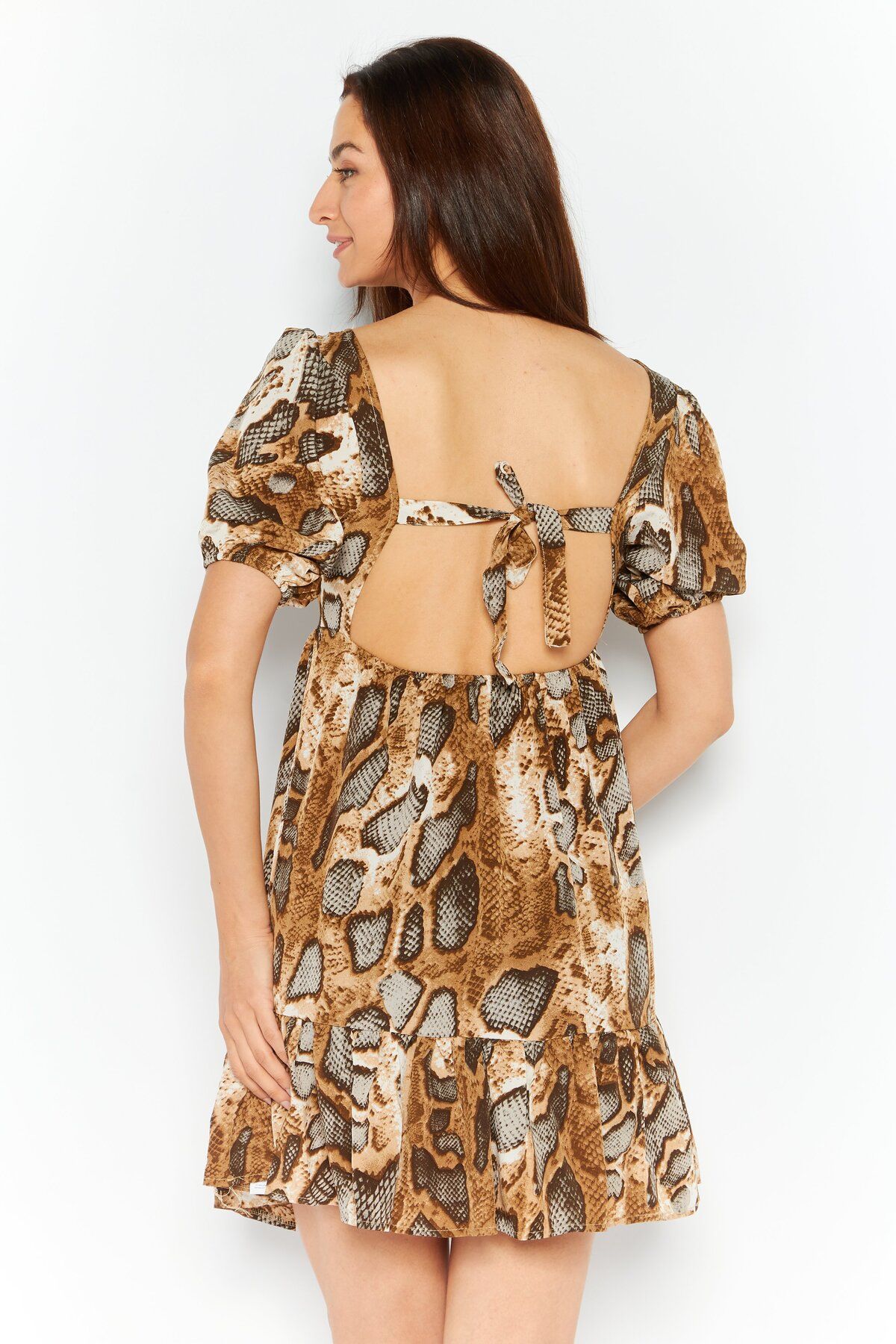 Missguided-Maternity Allover Print Mini Dress, Brown 4