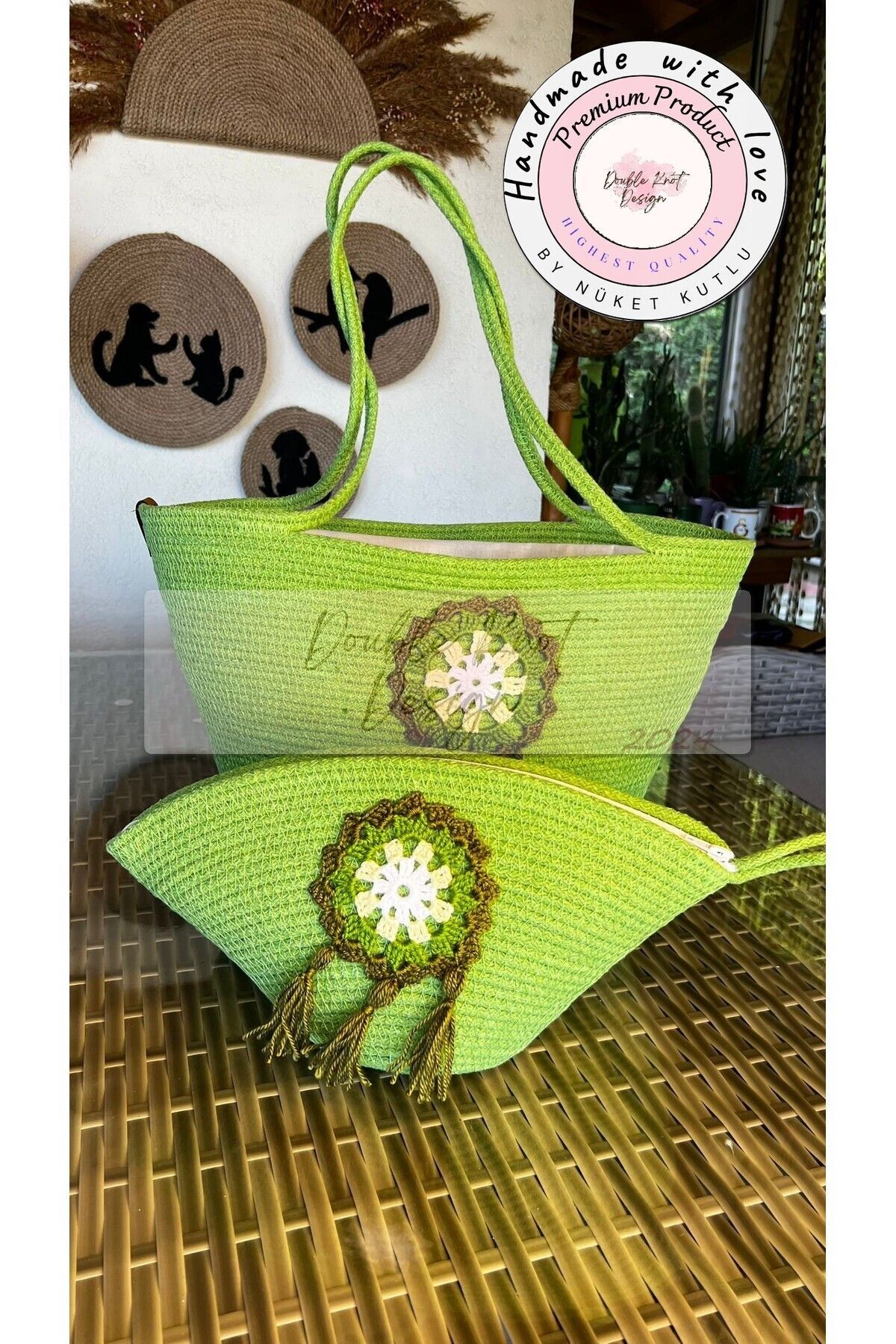 2-Piece Set Beach Bag ,lace Detailed Clutch, Totebag, Women ,summer house, Gift, tress Mother's Day