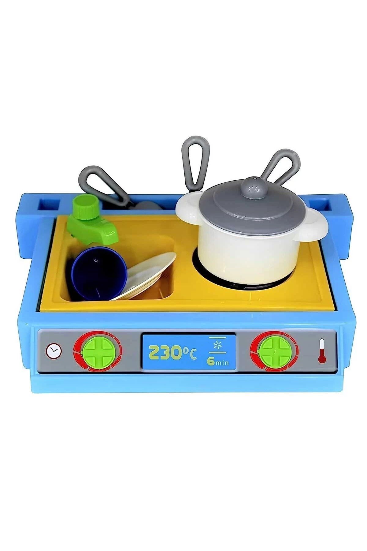 BAMTEBİ Natali Mini Ocak Seti Set Üstü Mutfak Ocak Seti Tencereli Ocak Lavabo Seti 8 parça