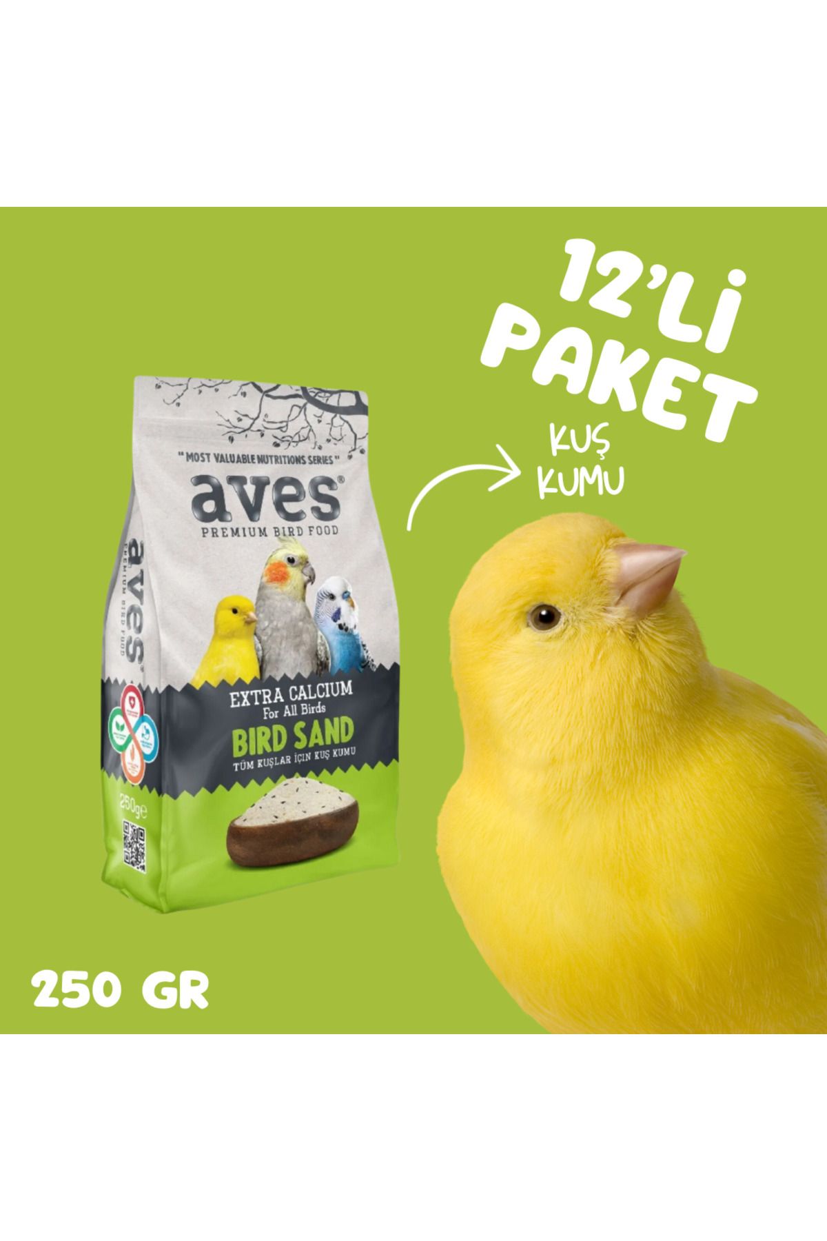 AVES Premium Kuş Kumu 250gr 12Li