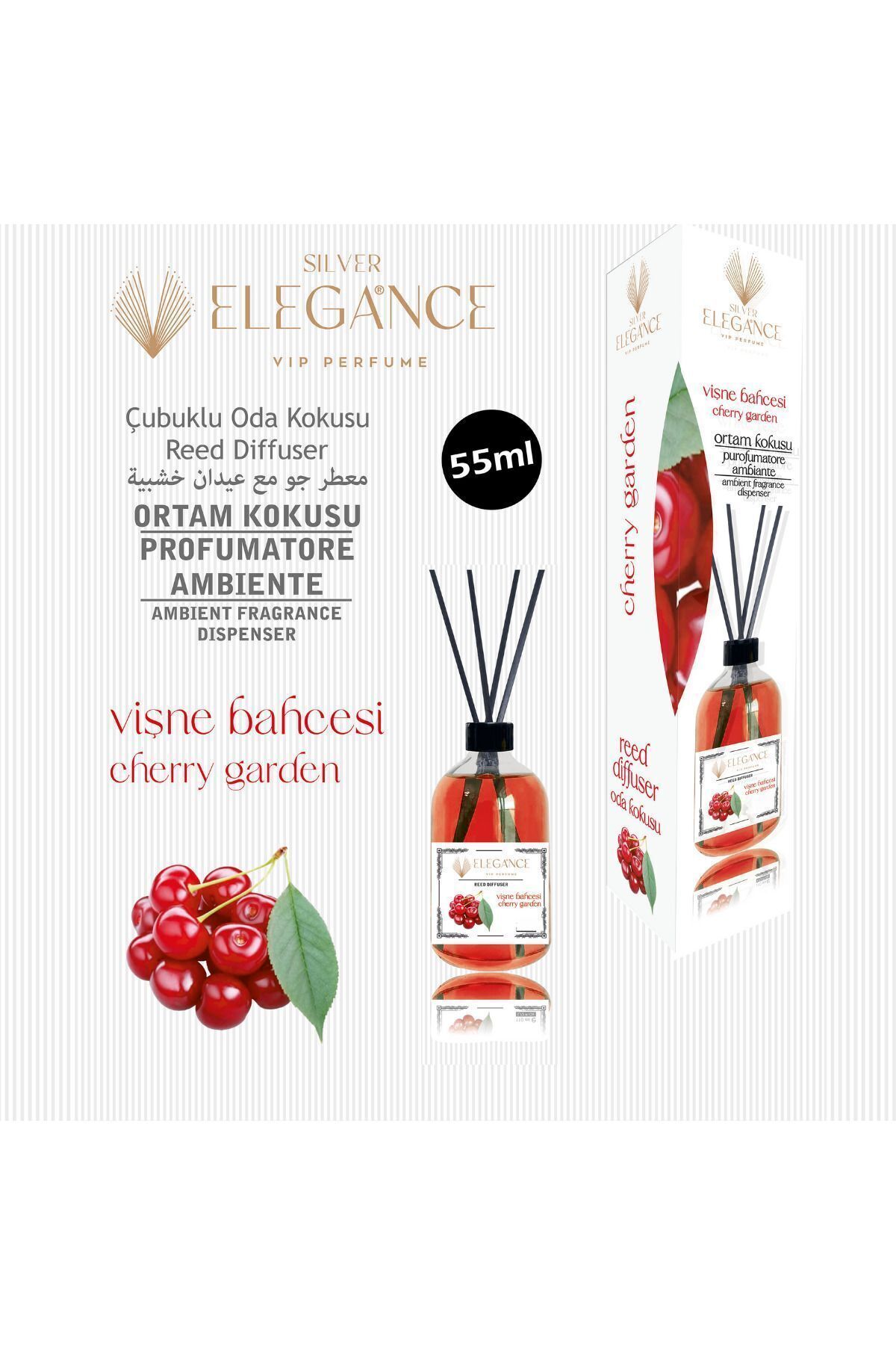 Vişne Bahçesi Reed Diffuser Bambu Çubuklu Oda Kokusu (55 Ml)