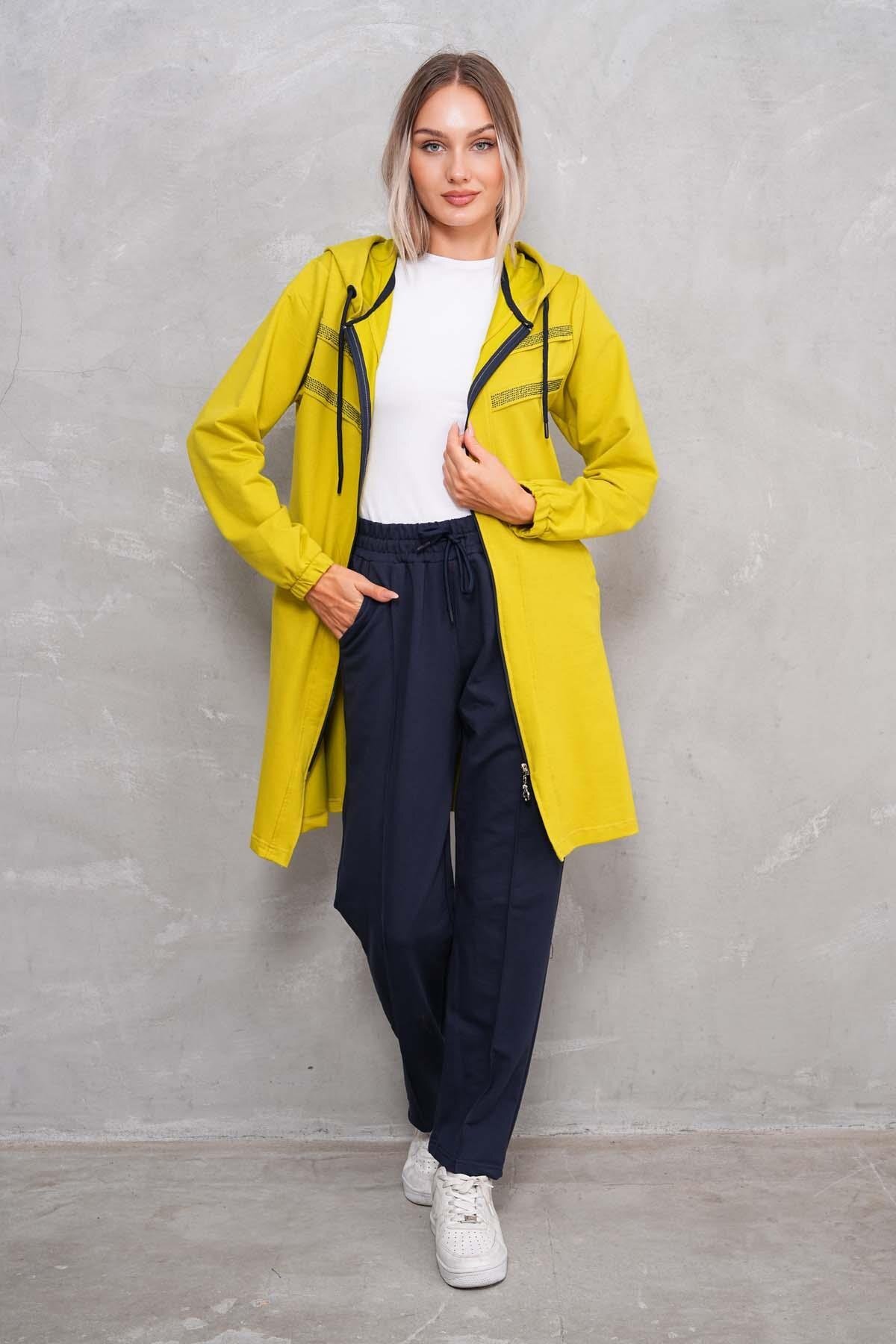 Kadın Taşlı Günlük Tesettür Eşofman Takımı YEŞİL