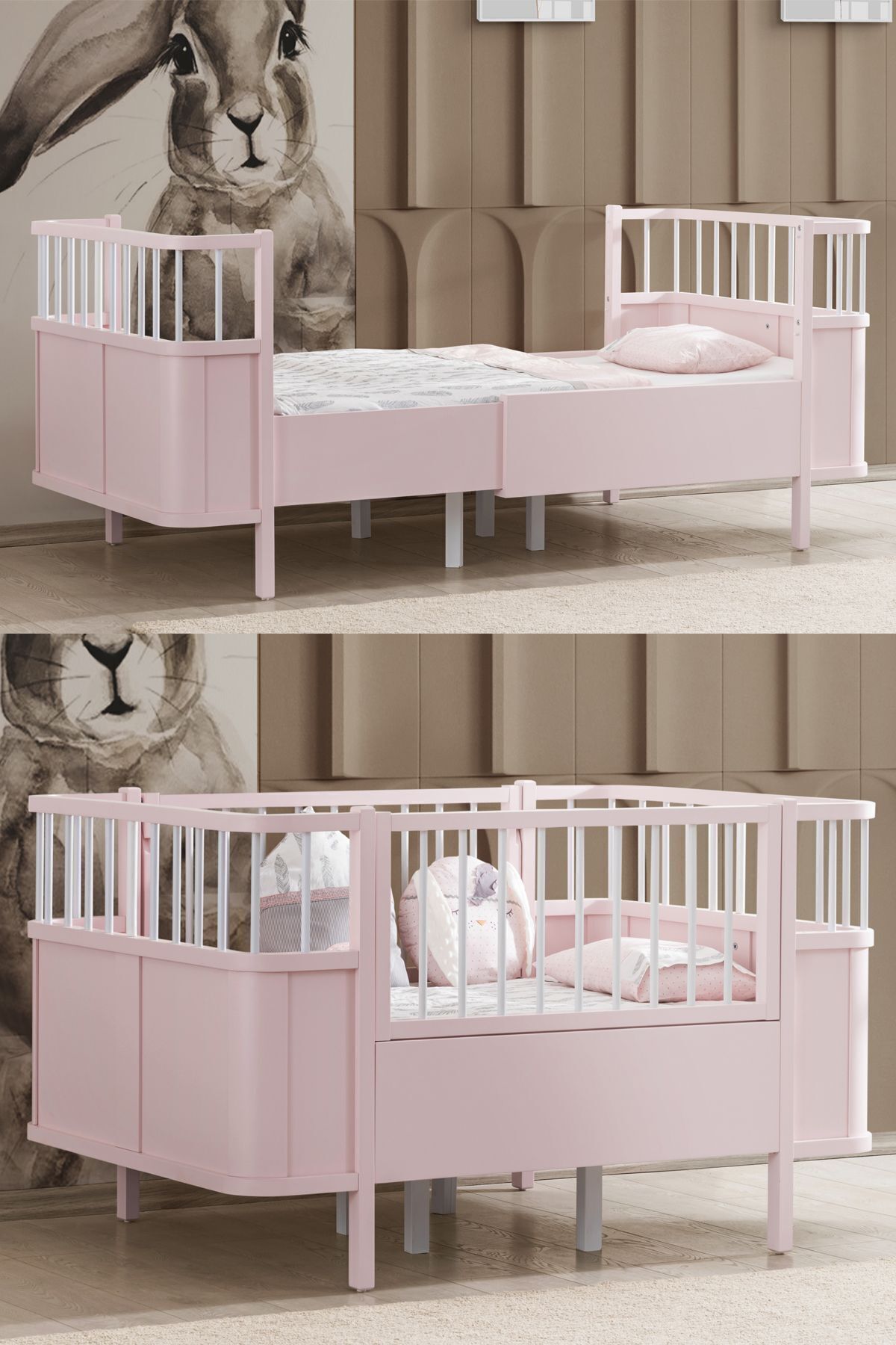 Mdf Beşik, Siesta Büyüyen Beşik 90x130 - Pembe 1 Adet Comfort Yatak 90x130 #2
