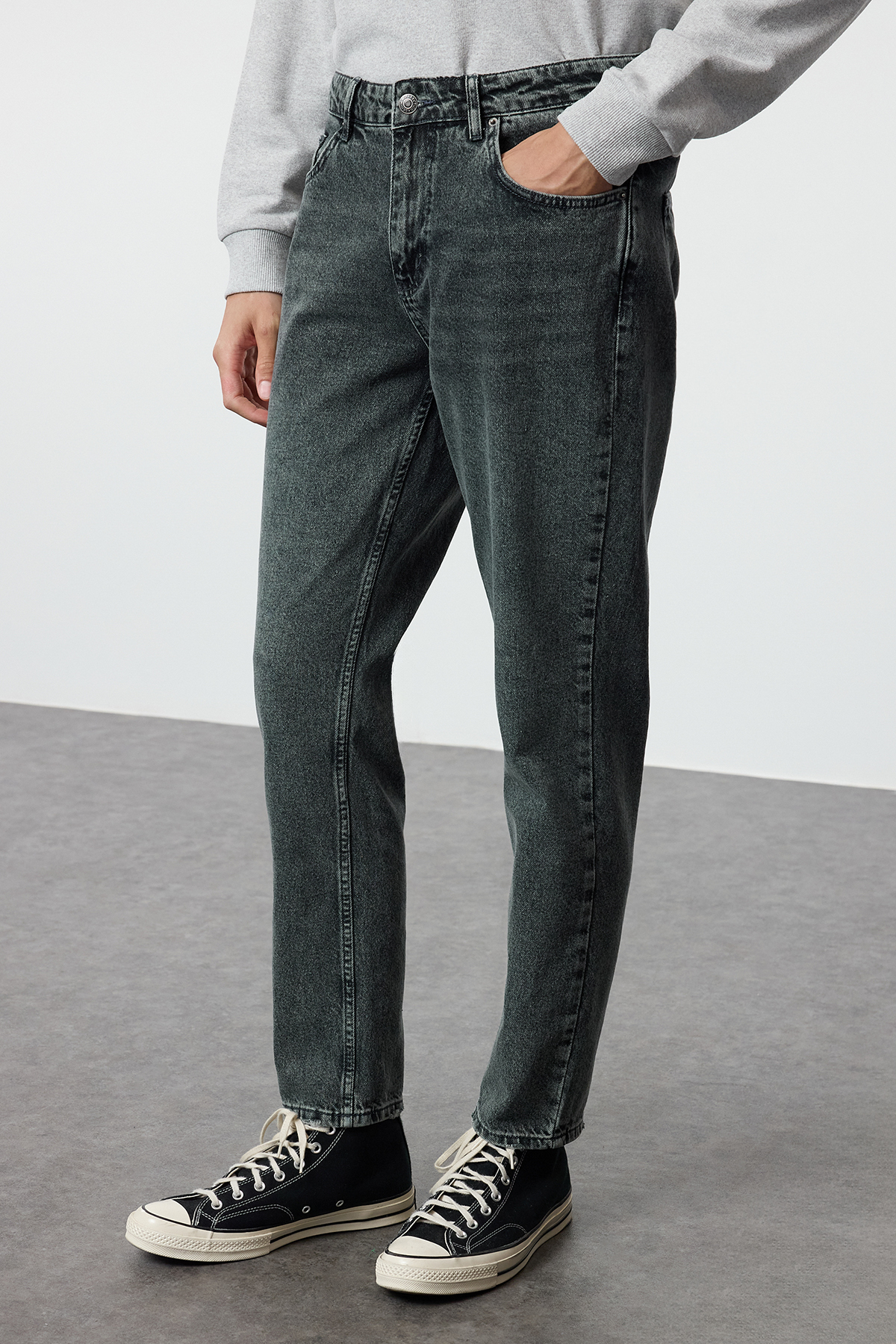 Trendyol Collection Koyu Lacivert %100 Pamuk Relax Fit Boyfriend Jeans Kot Pa...