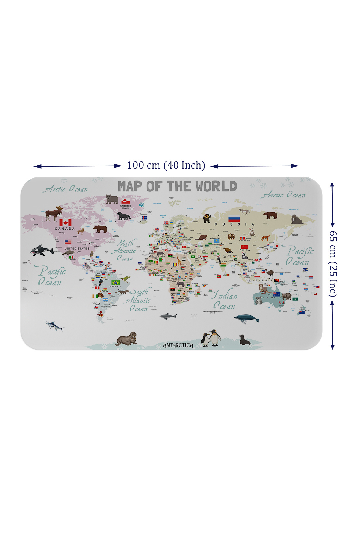 Dropcek eticaret-Educational and Flaged World Map World Atlas Kids and Baby Room Wall Sticker -60x105-3813 2