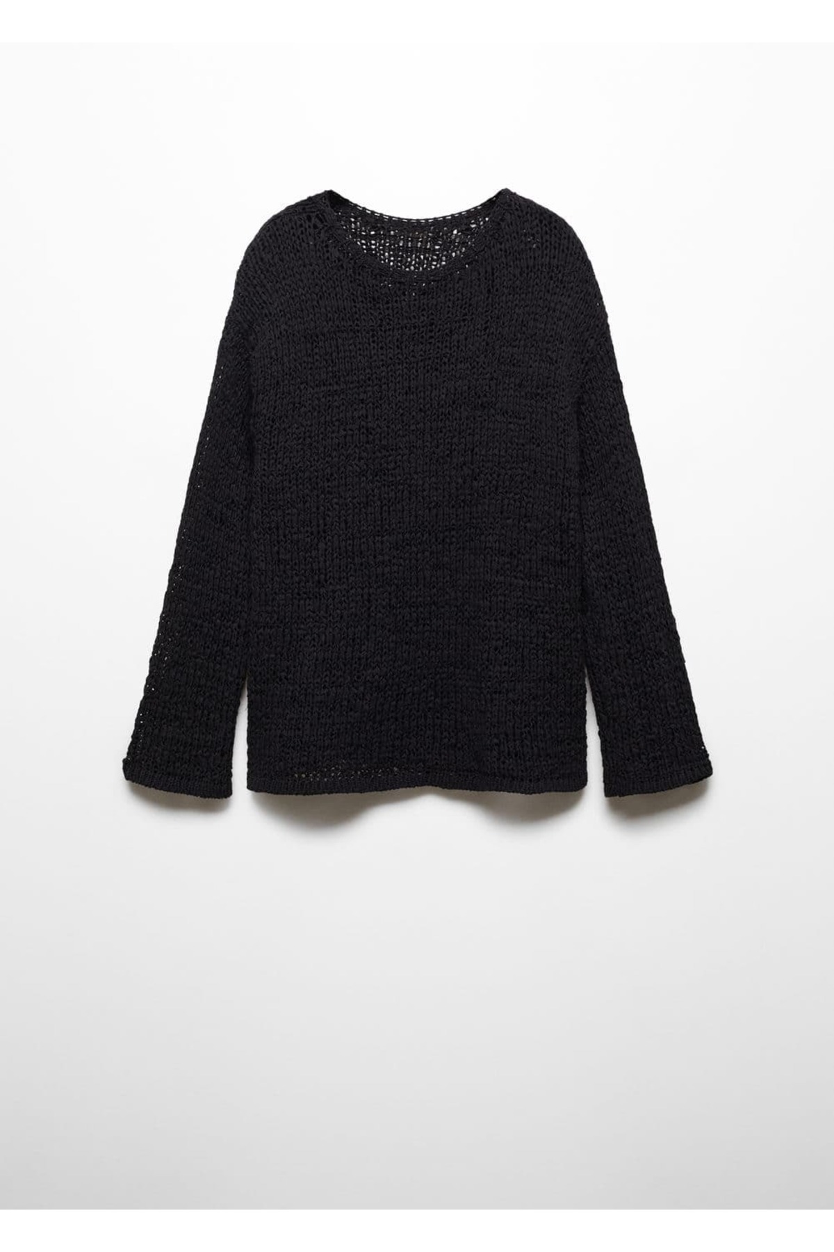 بافت و پلیور زنانه مشکی منگوMANGO | 67045741 اورجینال - تصویر 3