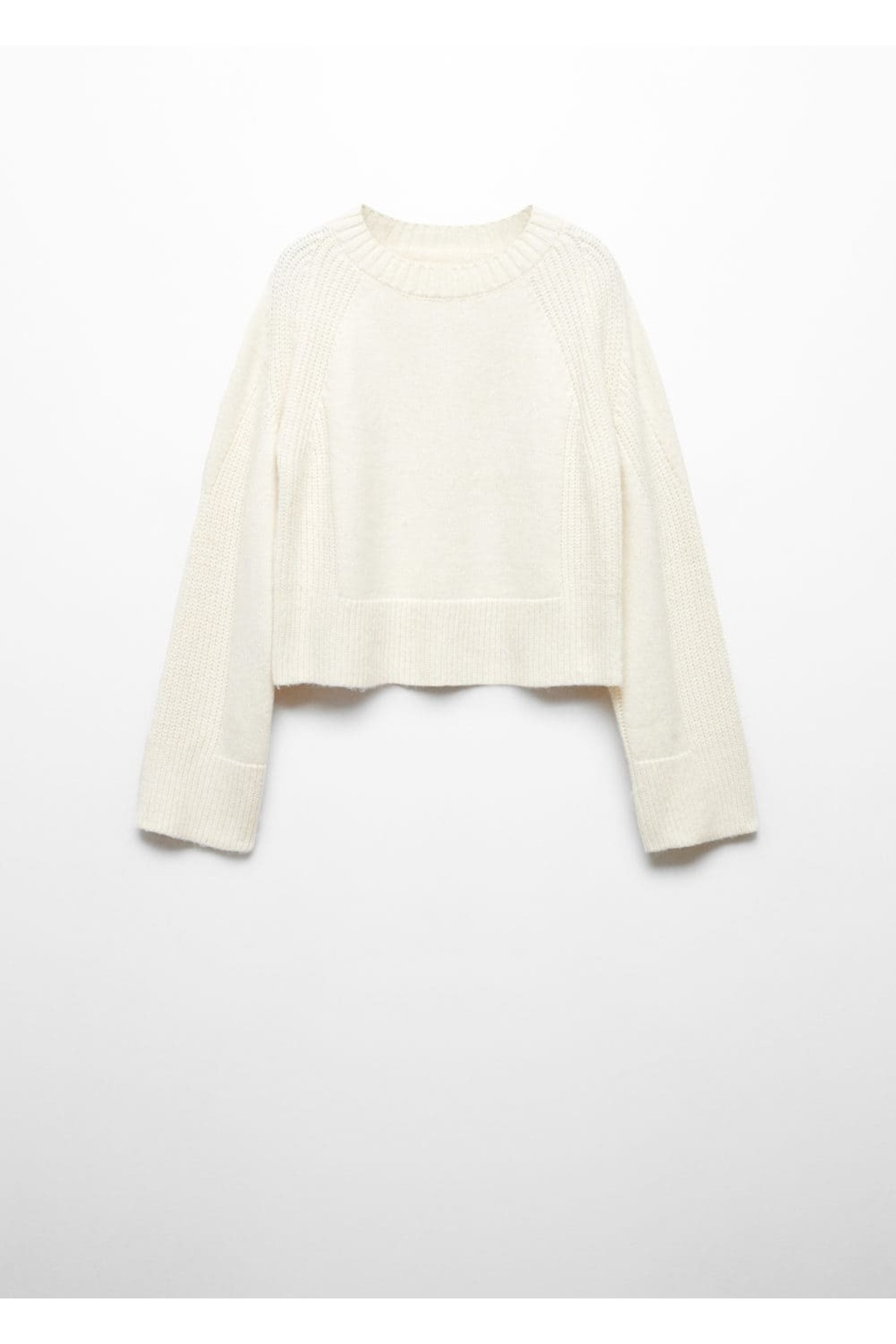 بافت و پلیور زنانه سفید منگوMANGO | 67000468 اورجینال - تصویر 3