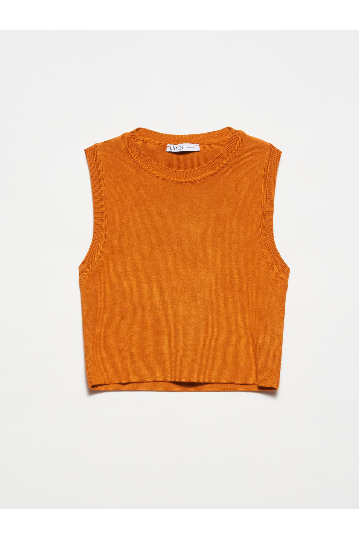 Dilvin  10172 Bisiklet Yaka Kolsuz Kazak-Y.Turuncu