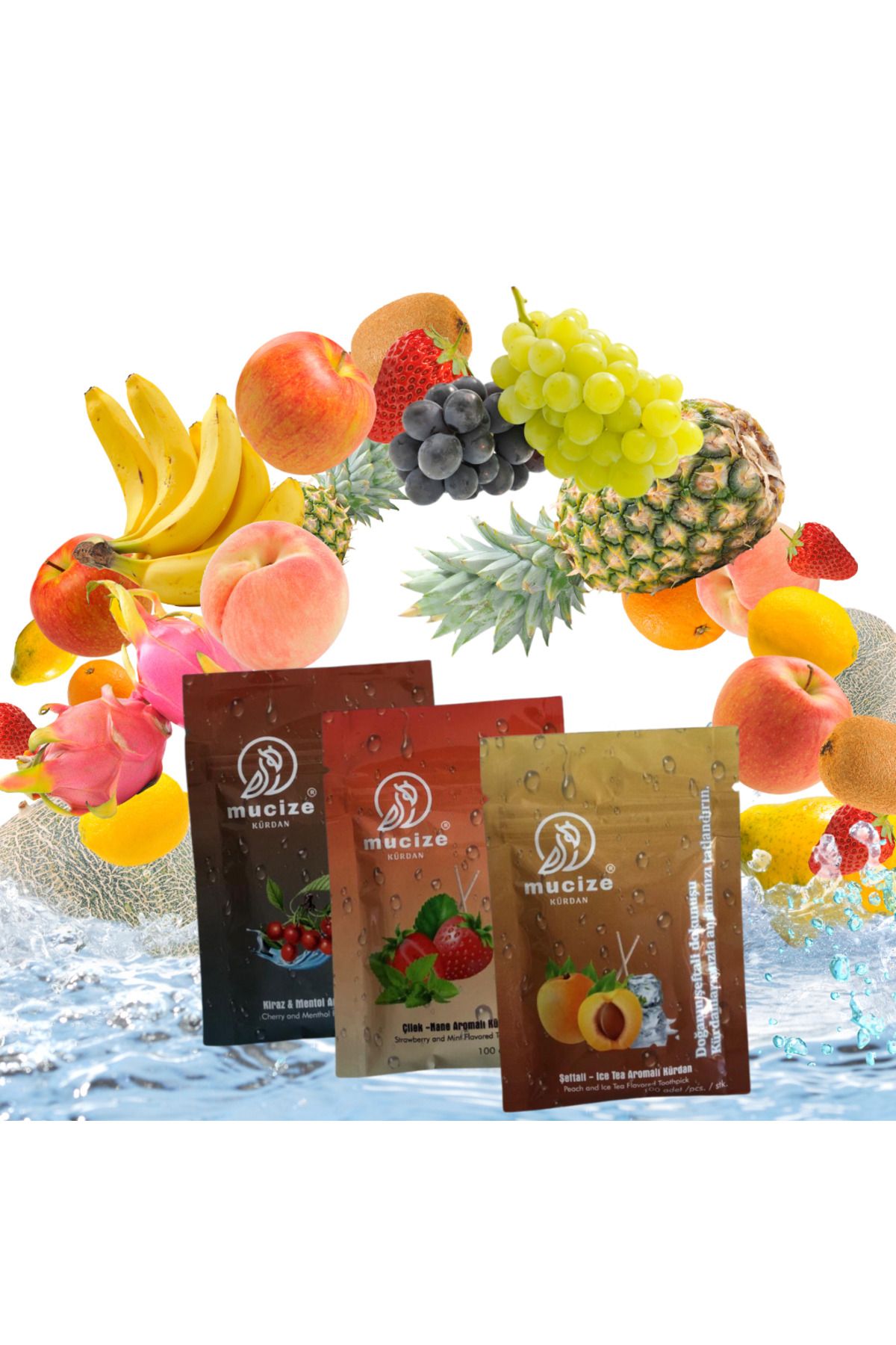 mucize Aromalı Kürdan 3"lü Doypak Set (KİRAZ-MENTOL/ÇİLEK-NANE/ŞEFTLAİ-BUZLU ÇAY)