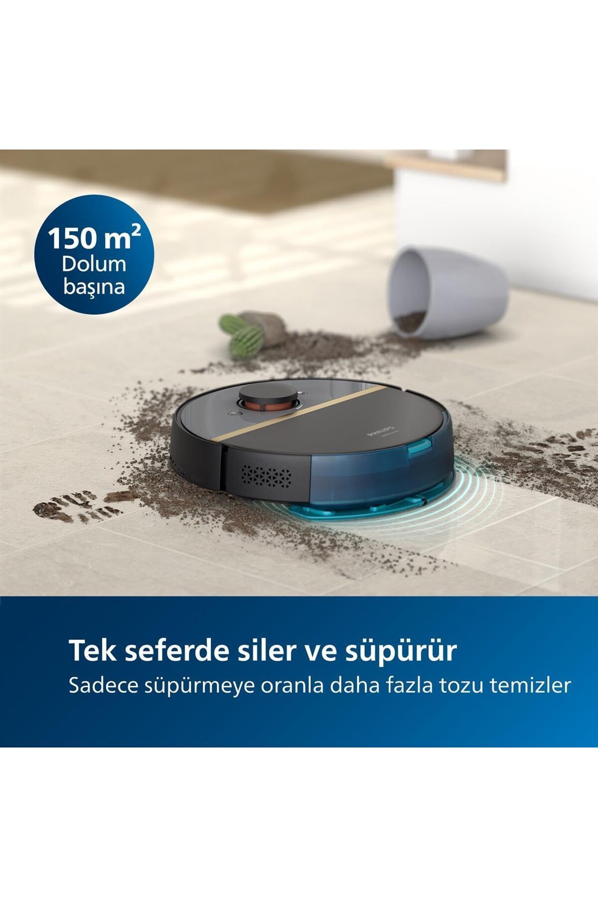 HOMERUN Aqua Islak Kuru ve Mop Özellikli, Ultra Emiş Gücü, EPA11 Filtre, 180DK Çalışma,Robot Süpürge 3