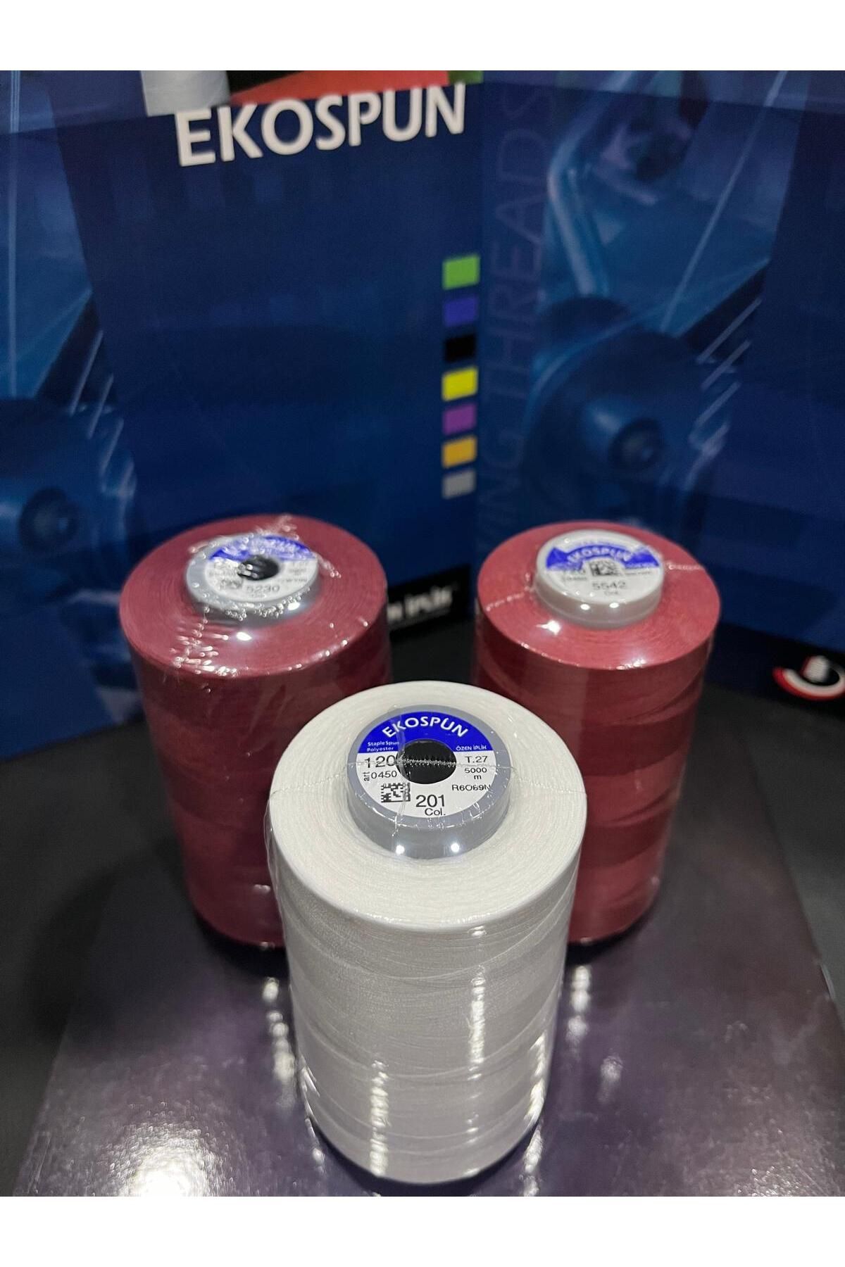 AYHANMAK-Set of 3 Sewing Thread 120 No 5000m Polyester Ekospun, High Strength, Ultra Quality 1