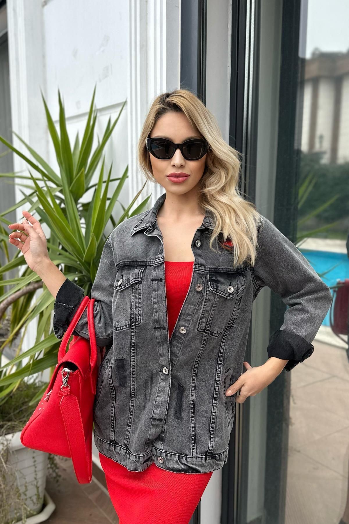 For Angels-Black Ripped Detail Denim Jacket 2