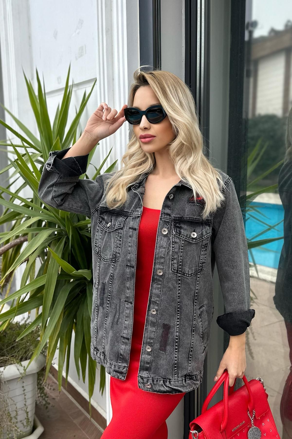 For Angels-Black Ripped Detail Denim Jacket 5