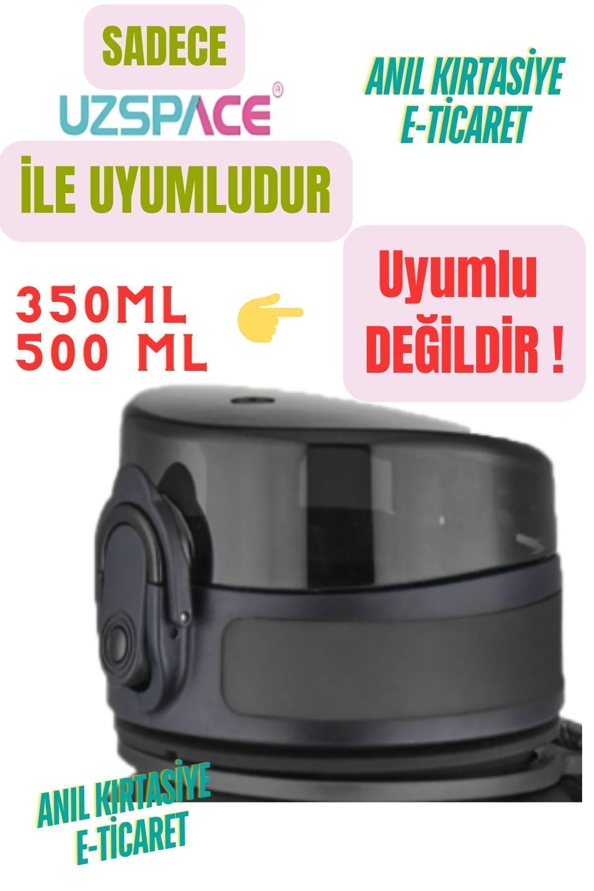 قمقمه ورزشی مشکی پوشش یدکی بزرگ فقط 650 800 1000ml yumlu Uzspace