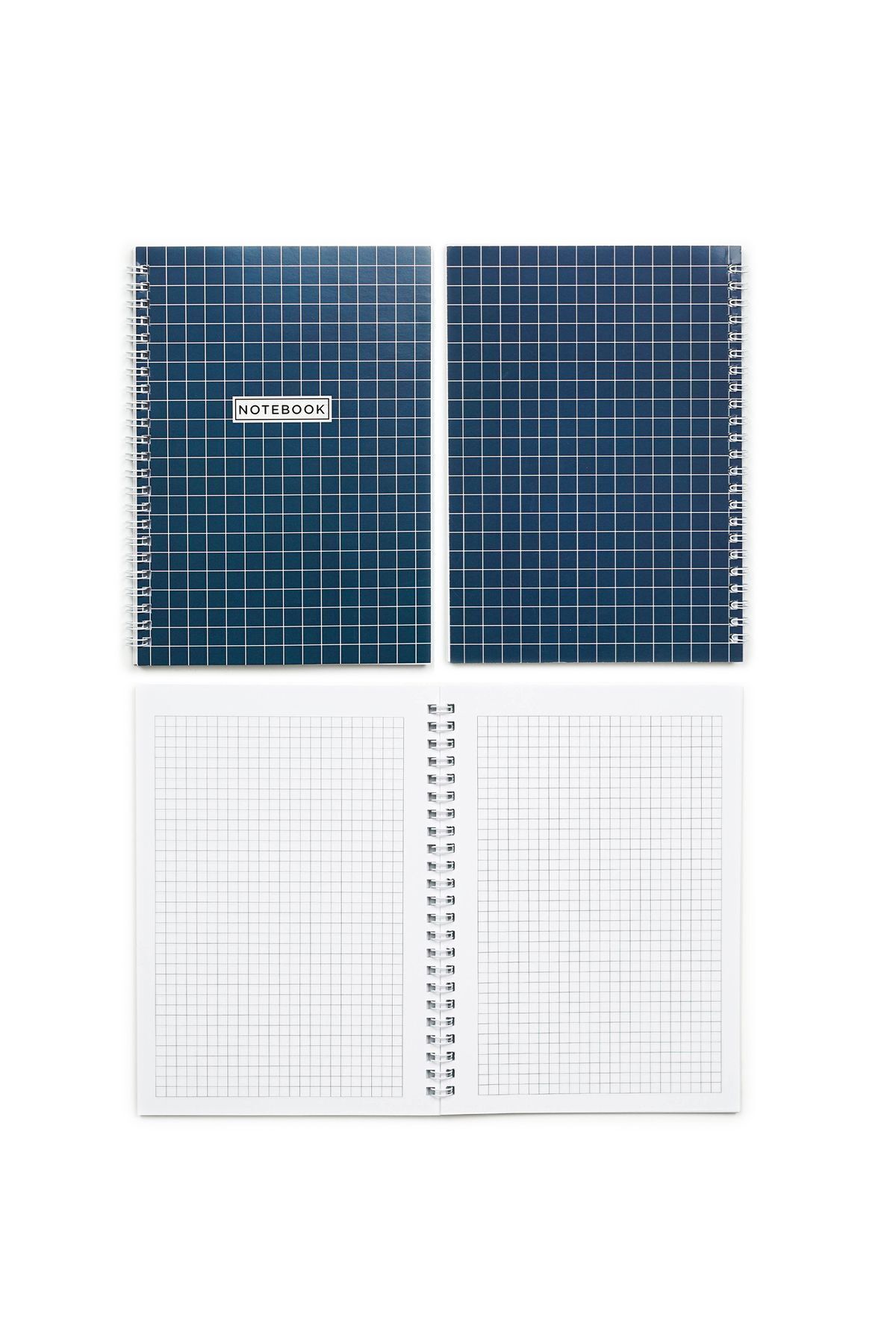 Nice Notes-A5 Checkered School Notebook - Spiral, 80 Sheets, Set of 4 3