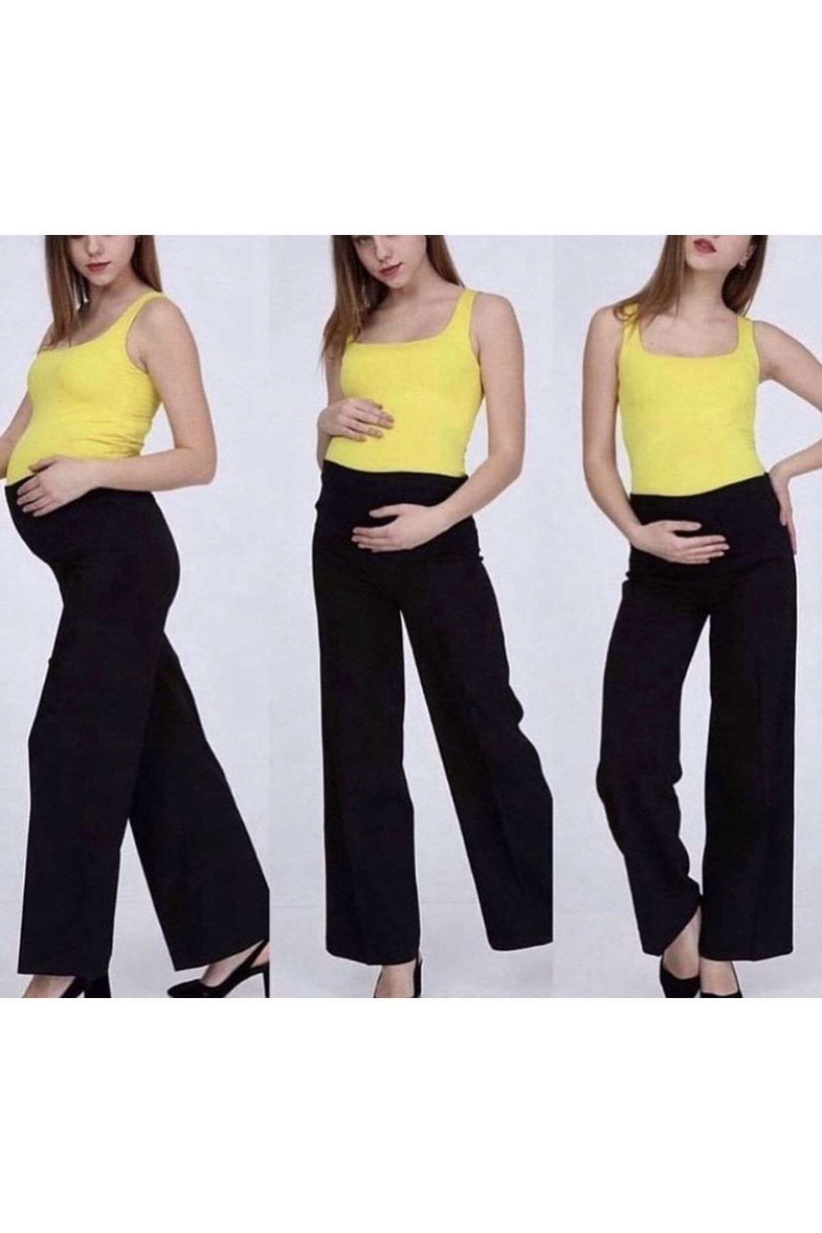LİYACA Pantaloni De Maternitate Din Material Textil Cu Picioare Largi Femeie - M