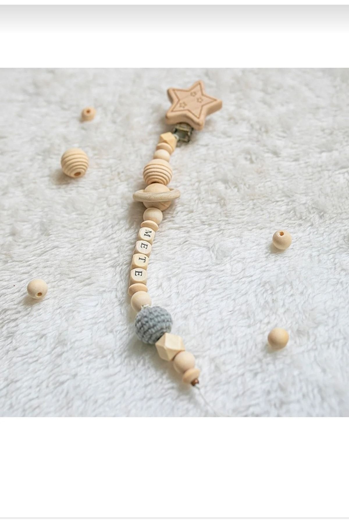 My Kids Room Doğal Ahşap Emzik Zinciri - Isimli Emzik Askısı Ahşap Emzik Zinciri Emzik Tutucu fotoğrafı 2 (önizleme)