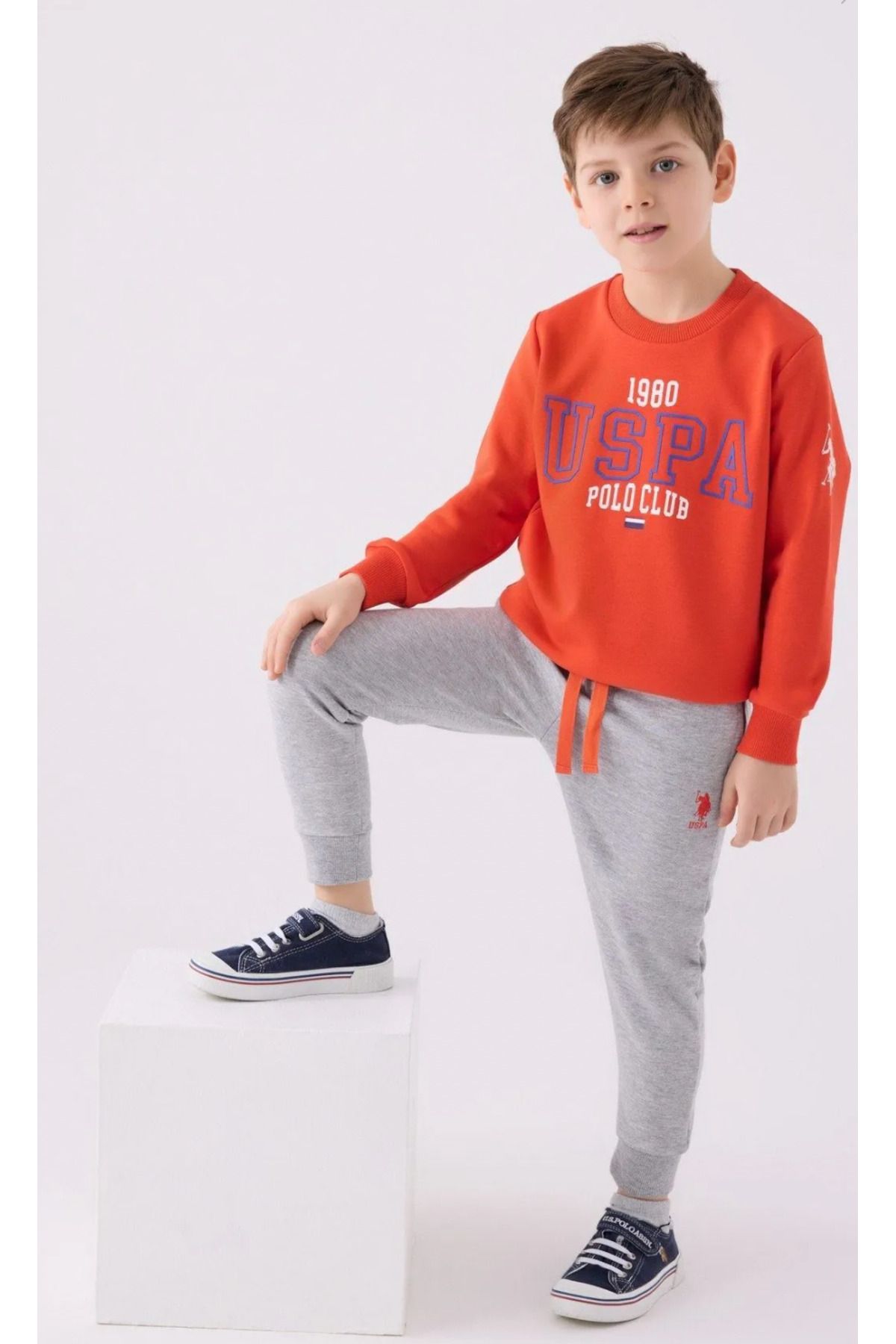 U.S. Polo Assn. Băiat - Set De Trening Portocaliu Cu Licență Uspa (2024-2025 Toamnă-iarnă) Masculin - 4–5 years