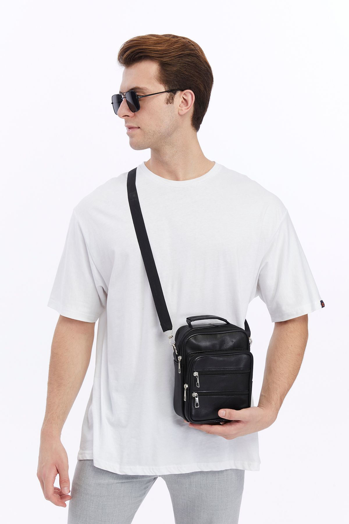 tahiroğlu deri 1987 Geantă Messenger Din Piele Naturală Pentru Bărbați De Dimensiuni Mici Masculin - One Size