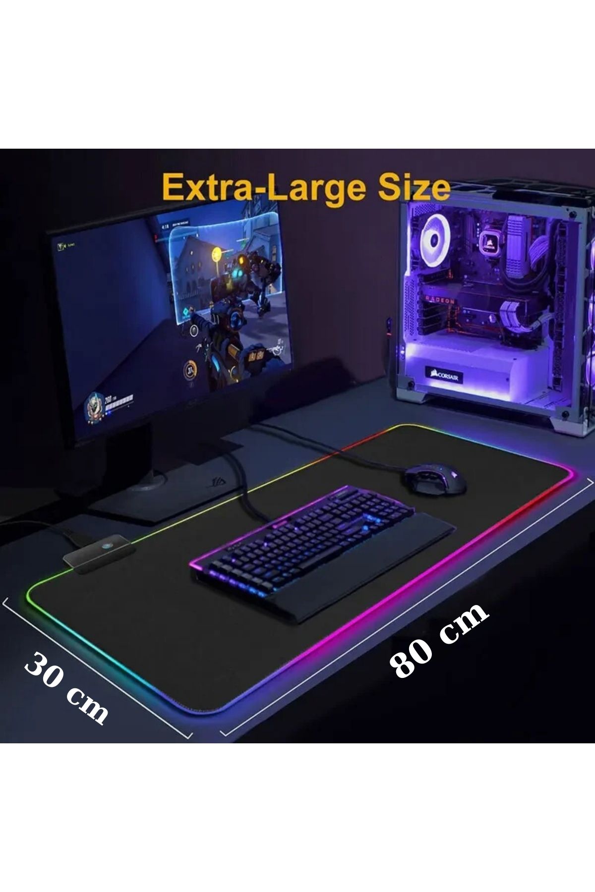 Abbruch-Gaming Mouse Pad Rgb Lighted Gamer Game Pad 80X30 Stitched Keyboard Mouse Pad Non-Slip Base 5