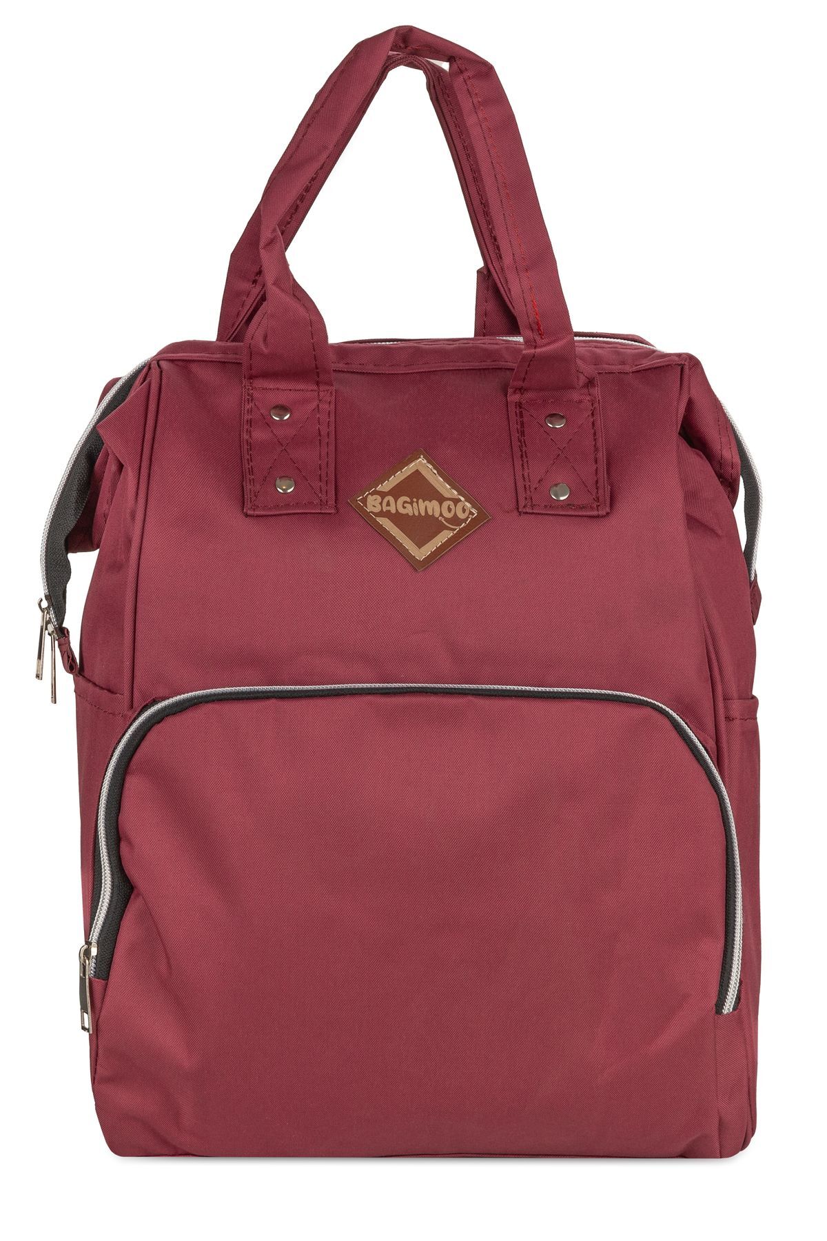 Bagimoo Anne Bebek Bakım Sırt Çantası Biberon Termoslu Sıvı Geçirmez Bebek Çantası Bordo fotoğrafı 2 (önizleme)