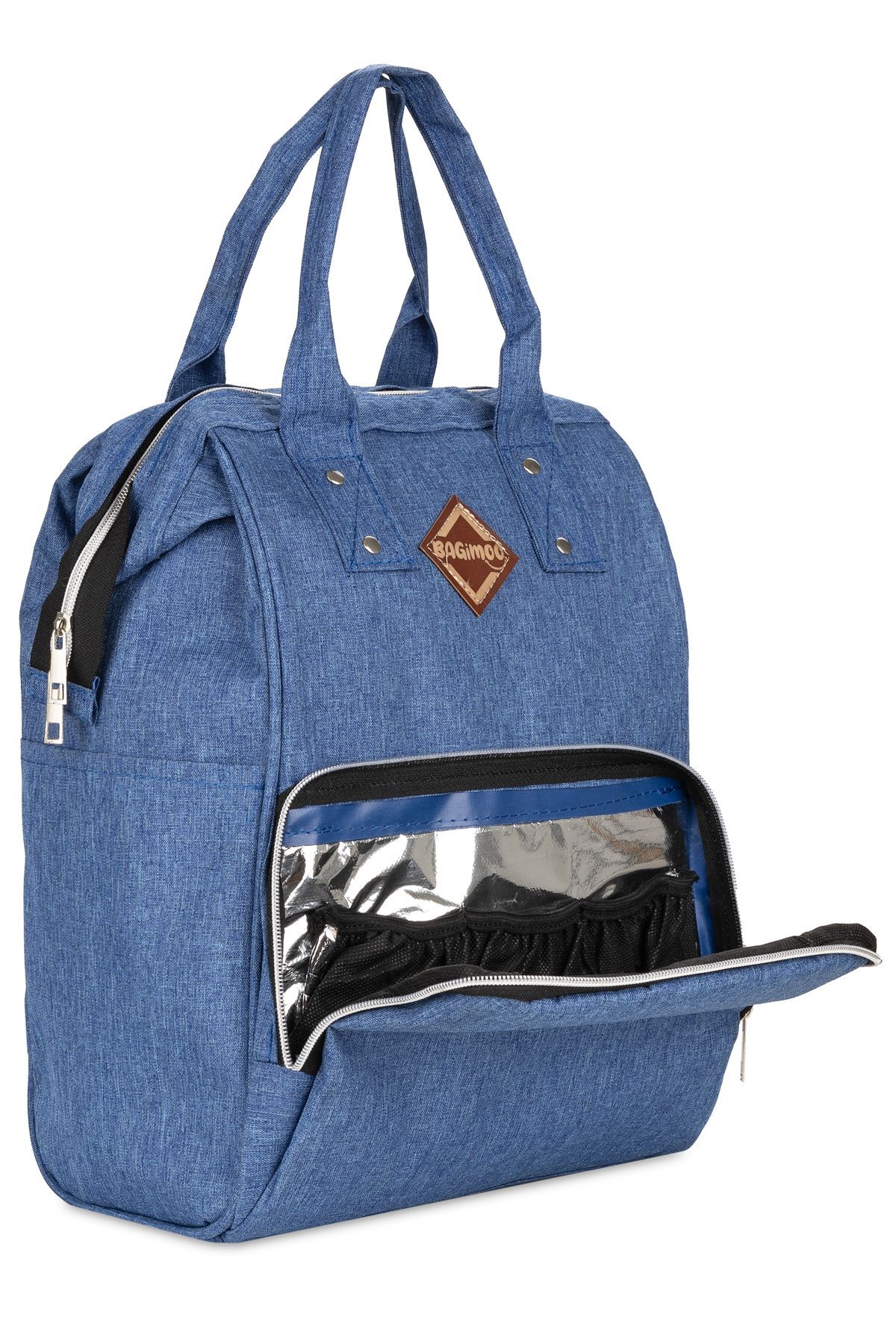 Bagimoo Anne Bebek Bakım Sırt Çantası Biberon Termoslu Sıvı Geçirmez Bebek Çantası Kot fotoğrafı 2 (önizleme)