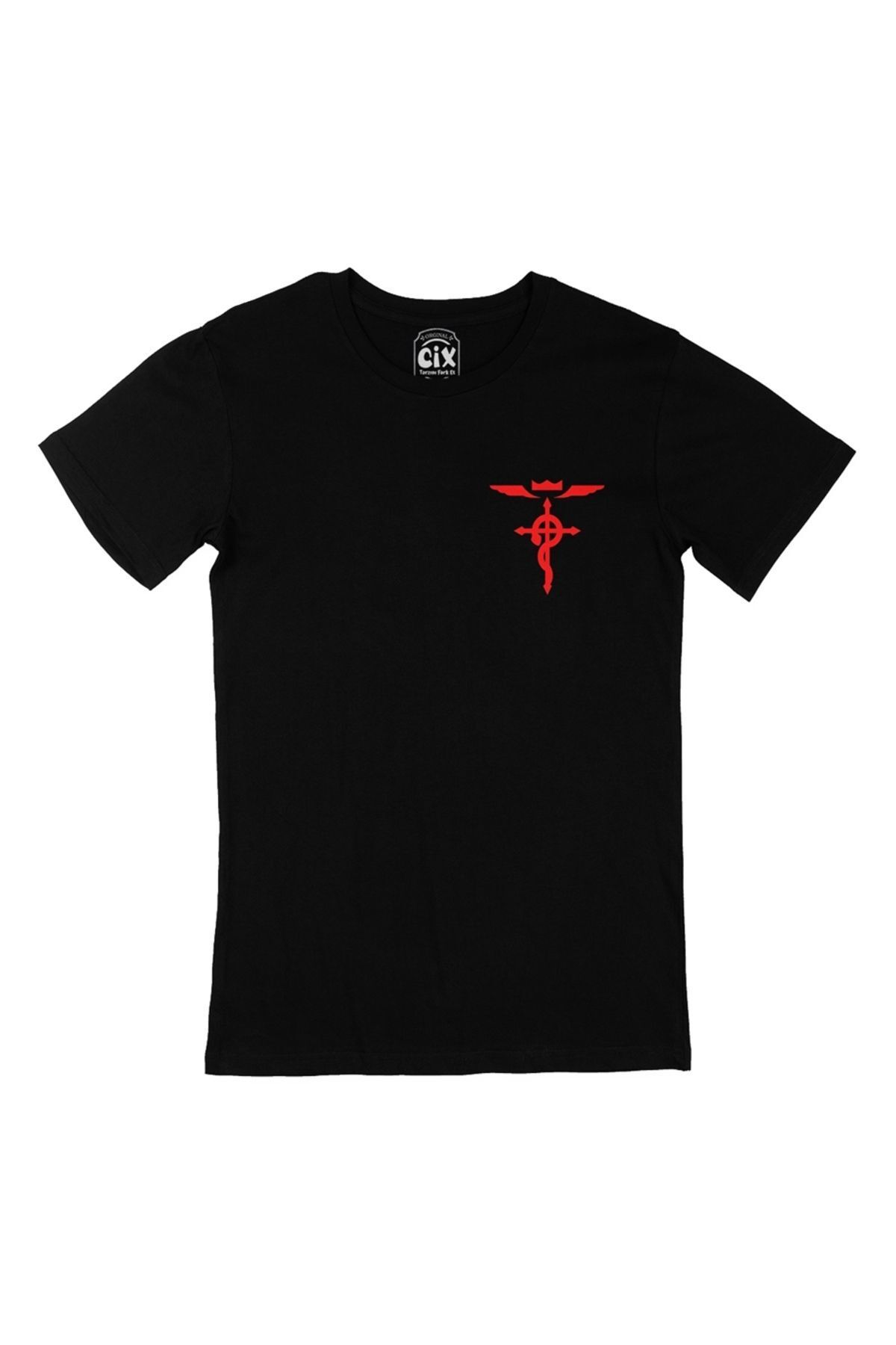 Cix-Black T-Shirt with Full Metal Alchemist Pocket Logo Design 1