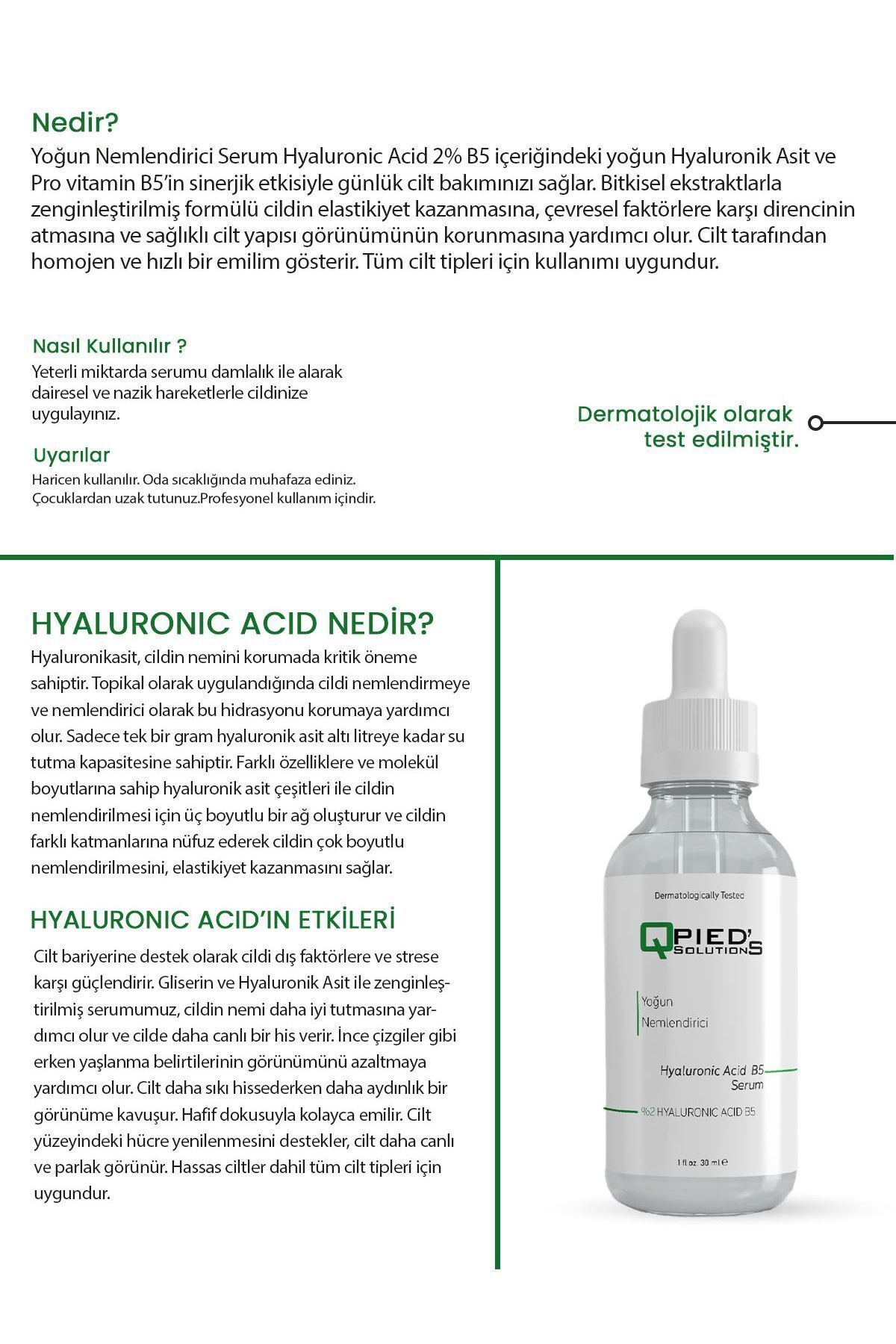 تونیک مراقبت از صورت (GLYCOLIC ACID-AHA-BHA) و محلول های سرم مرطوب کننده شدید هیالورونیک اسید 2% B5 Qpieds Solutions