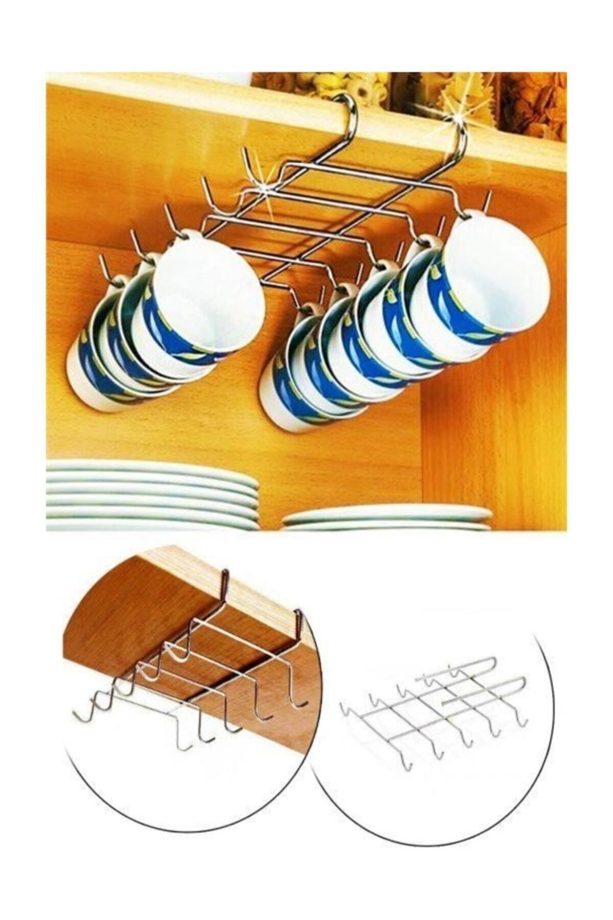 Under Shelf Cup and Cup Hanger with 10 Hooks